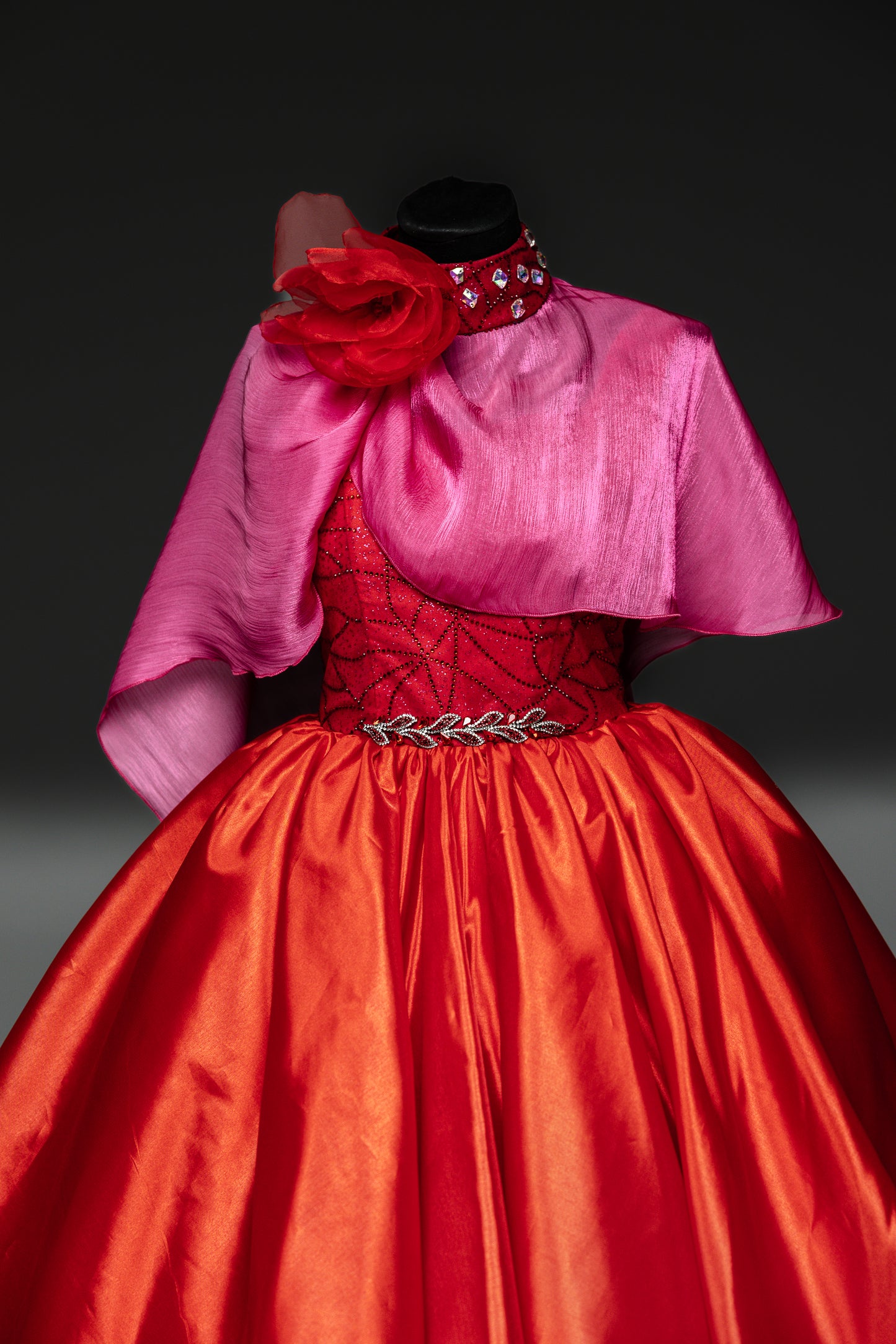 Red Exclusive Gala evening gown, Pageant ball gown, Girl Birthday Dress