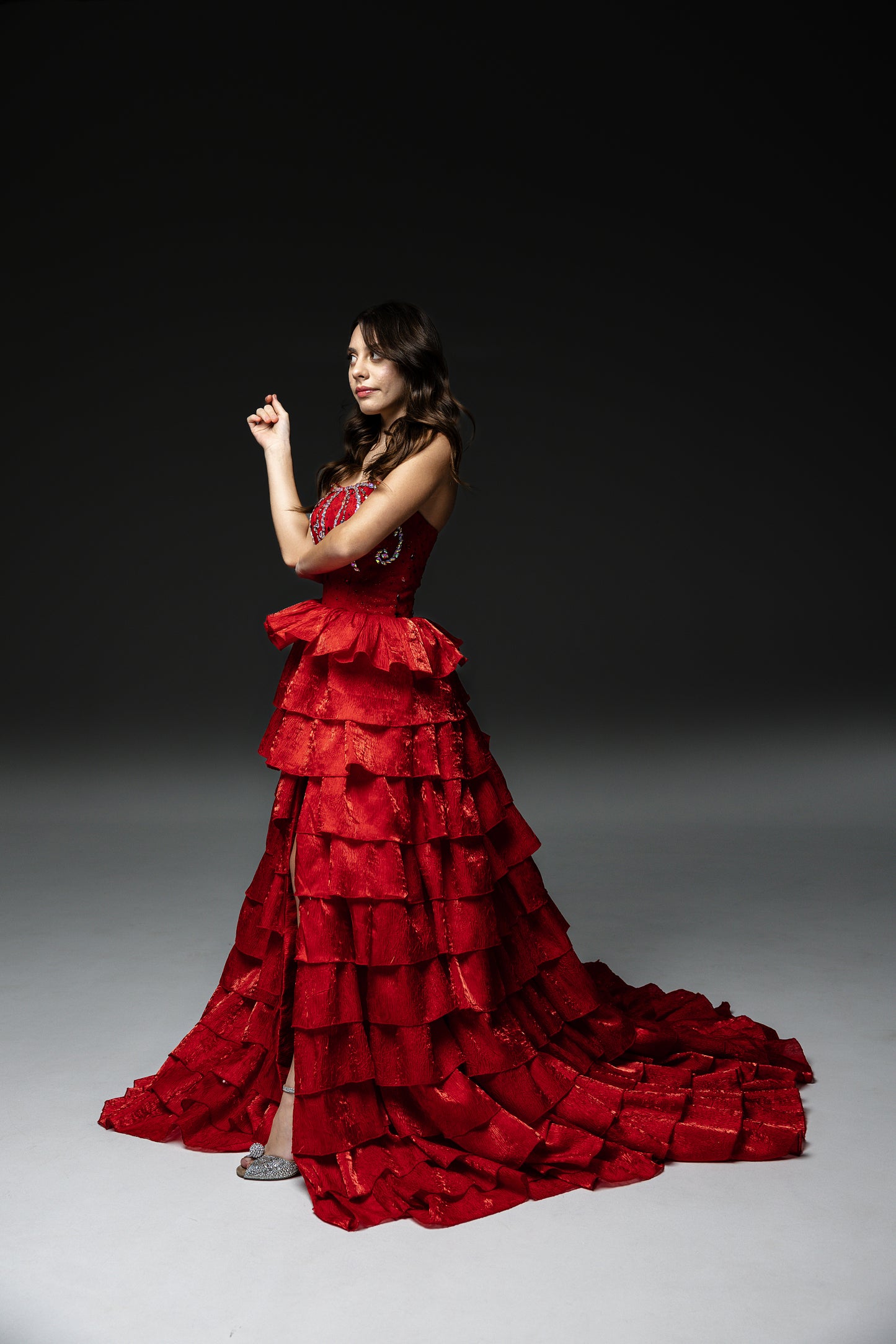 Red Gala evening gown, Pageant Evening Gown, Birthday Dress, Wedding Guest Gown