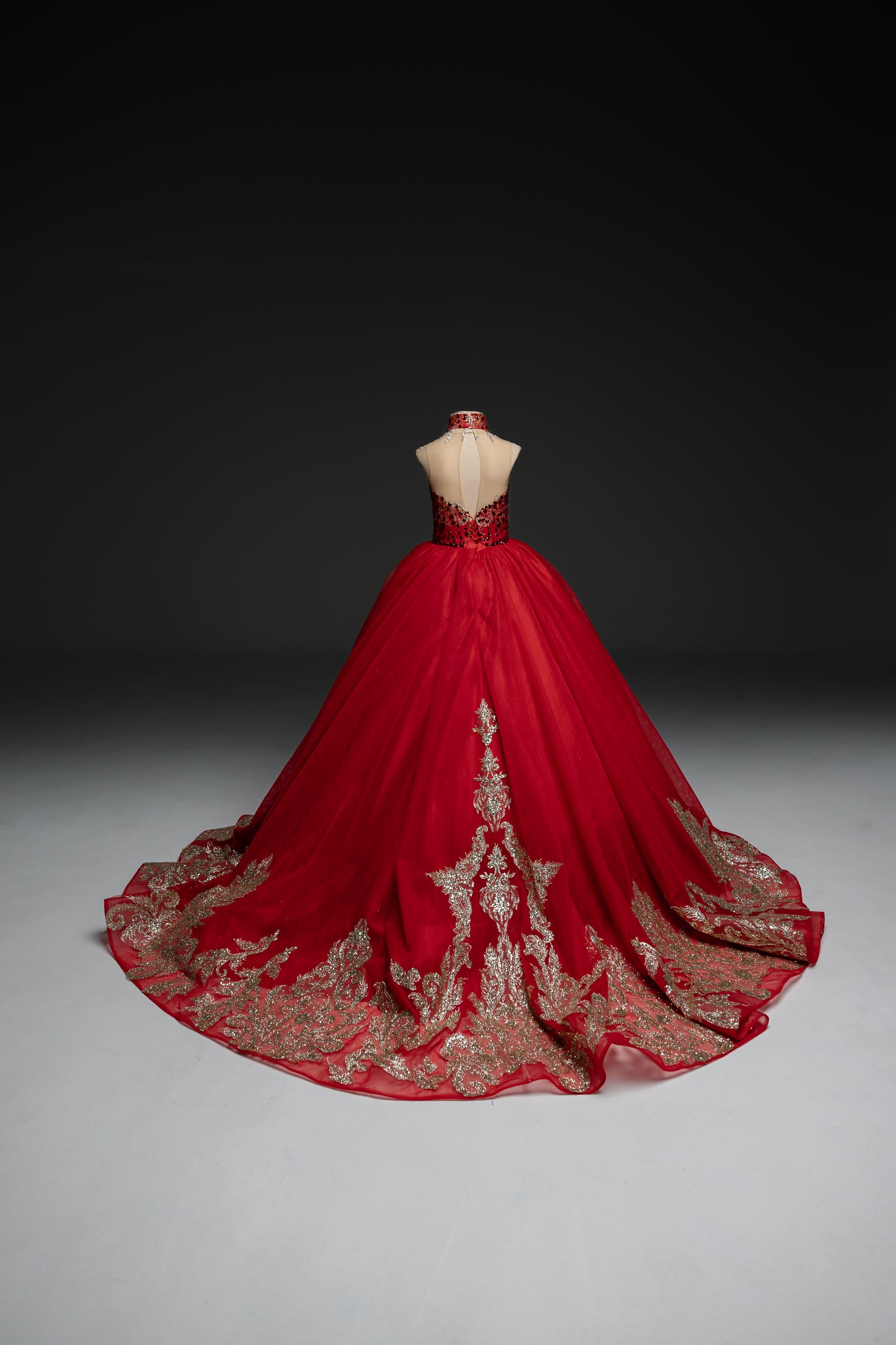 Red Gala evening gown, Pageant ball gown, Girl Birthday Dress