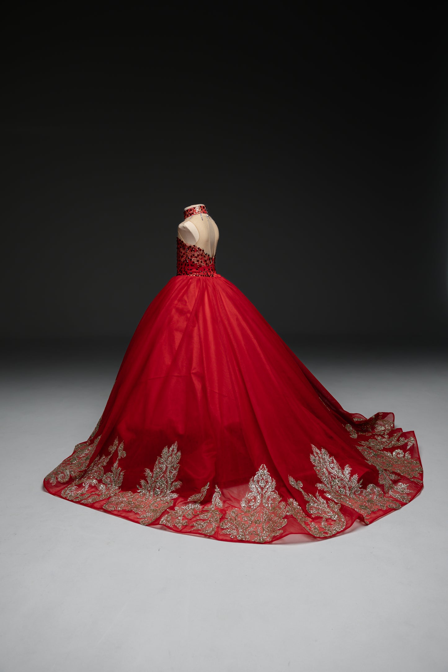 Red Gala evening gown, Pageant ball gown, Girl Birthday Dress