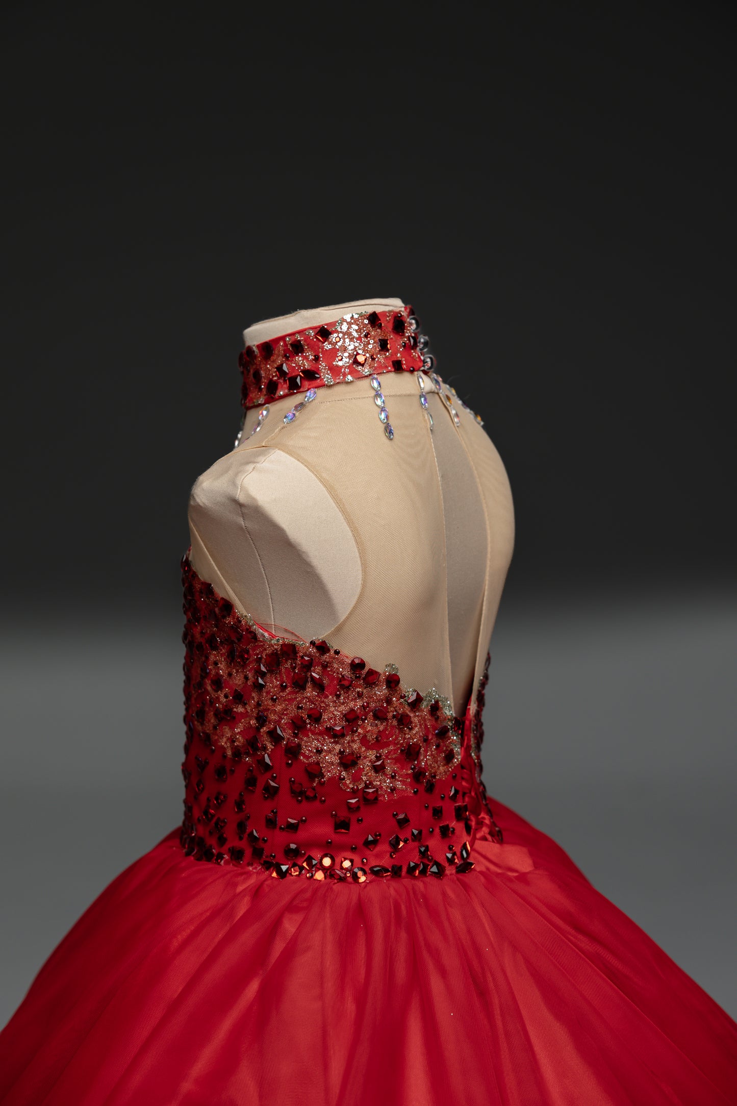 Red Gala evening gown, Pageant ball gown, Girl Birthday Dress