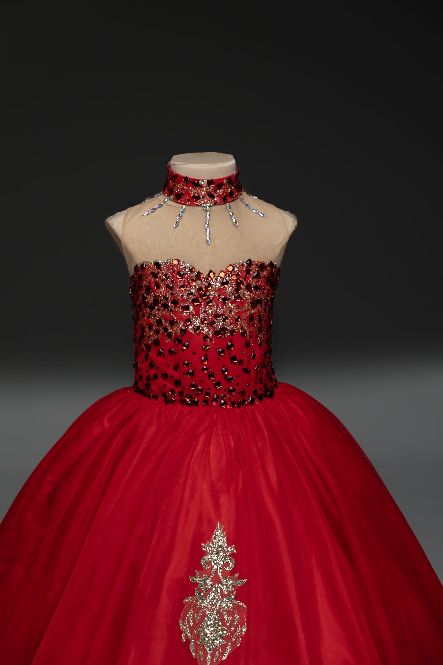 Red Gala evening gown, Pageant ball gown, Girl Birthday Dress