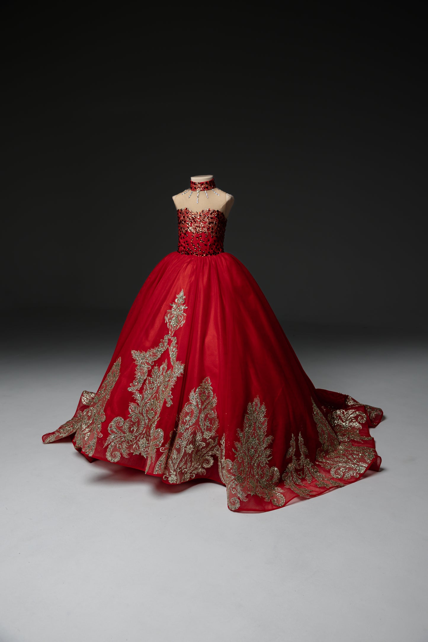 Red Gala evening gown, Pageant ball gown, Girl Birthday Dress