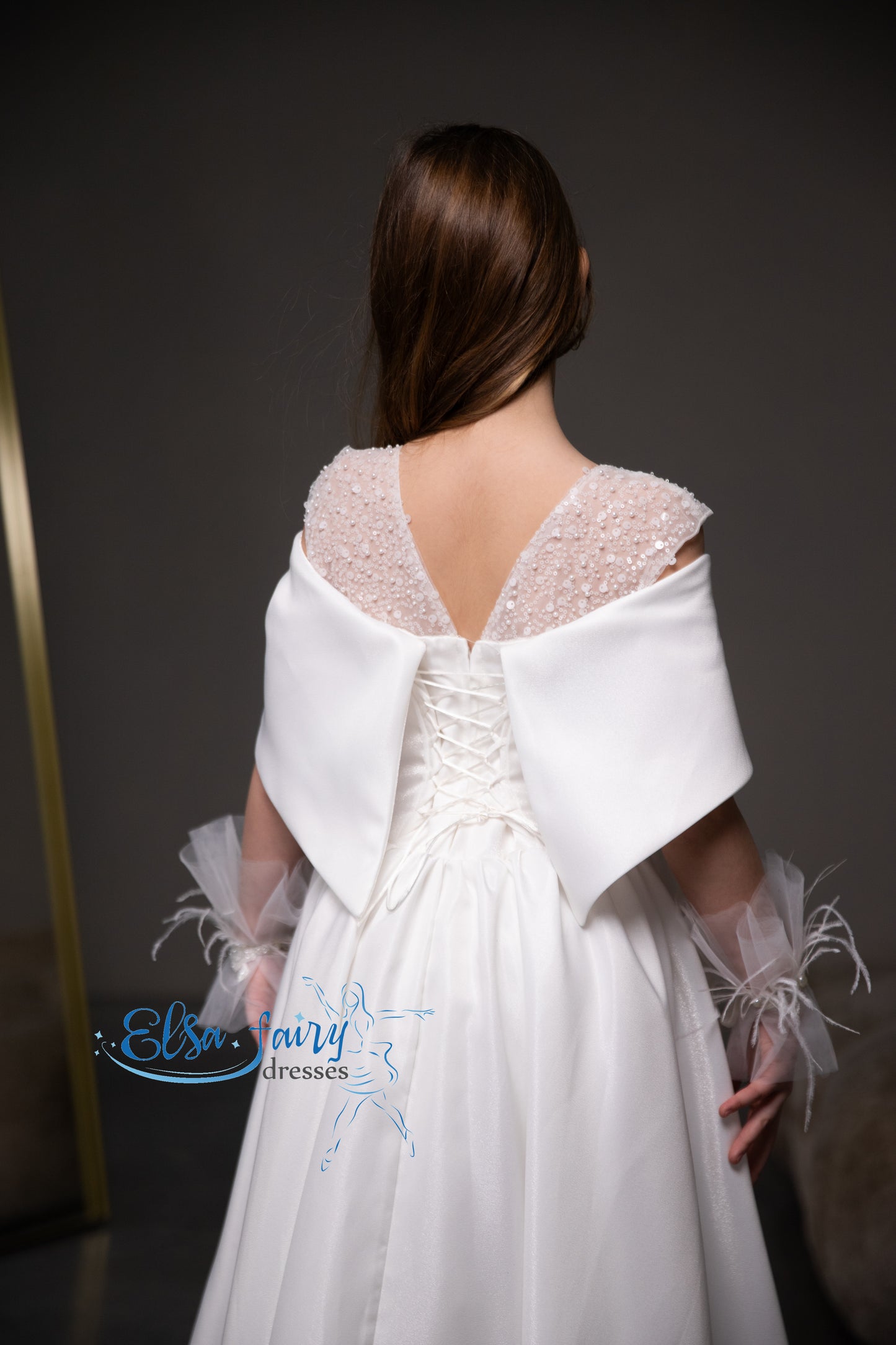 White First Communion & Baptism dress, Flower Girl Dress, wedding guest dress, formal wear, special occasion gown, Junior Bridesmaid dress