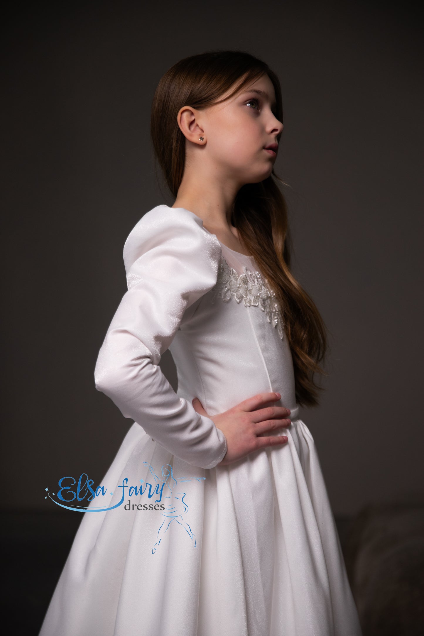 White First Communion & Baptism dress, Flower Girl Dress, wedding guest dress, formal wear, special occasion gown, Junior Bridesmaid dress