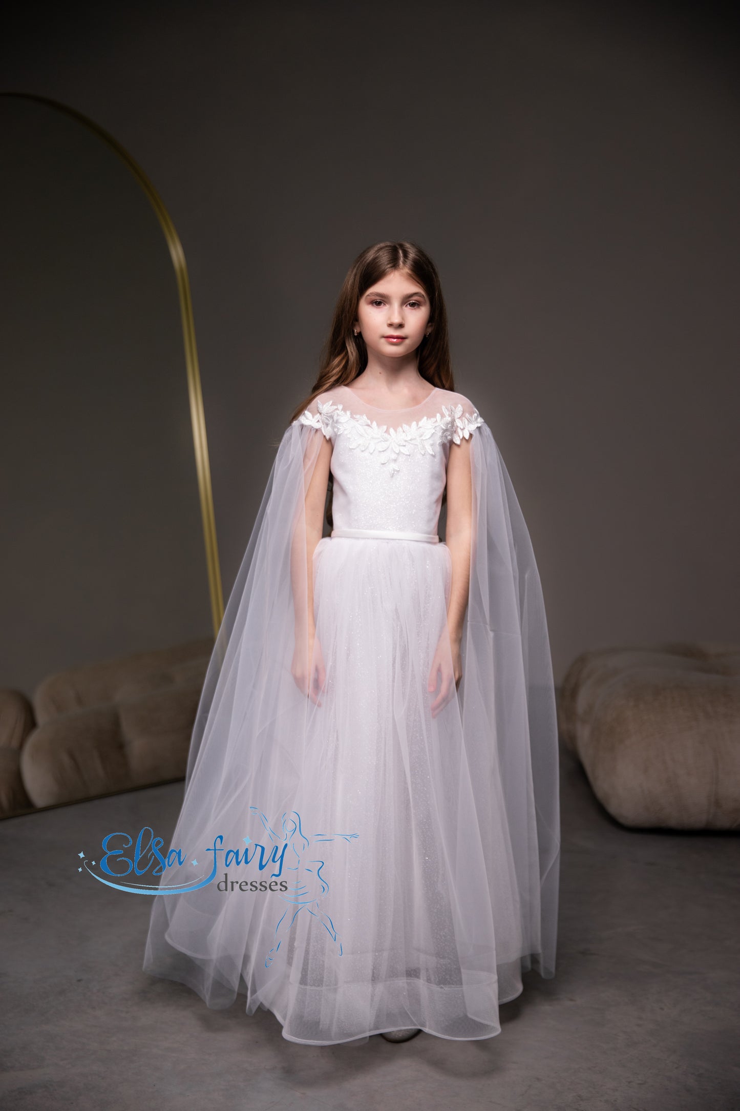White First Communion & Baptism dress, Flower Girl Dress, wedding guest dress, formal wear, special occasion gown, Junior Bridesmaid dress