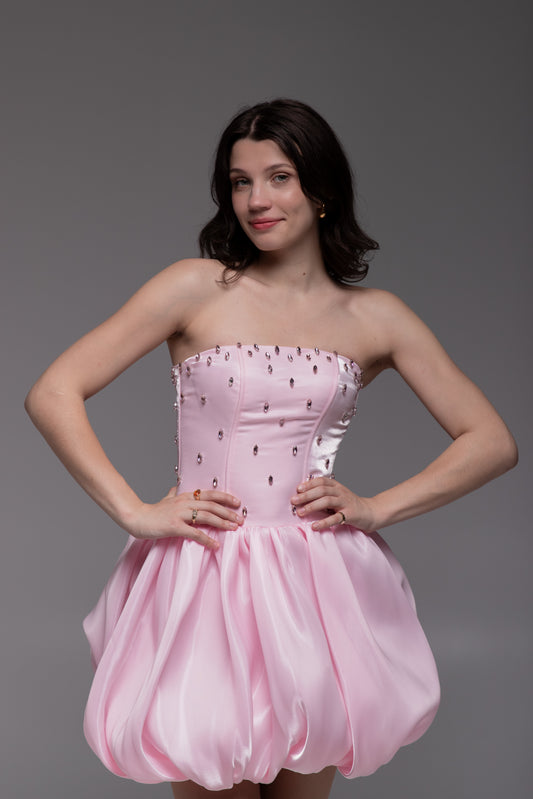 Pink Cocktail Gown, Prom Dress, Wedding guest Dress, Pageant Interview Dress