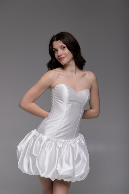 White Cocktail Gown, Prom Dress, Wedding guest Dress, Pageant Interview Dress