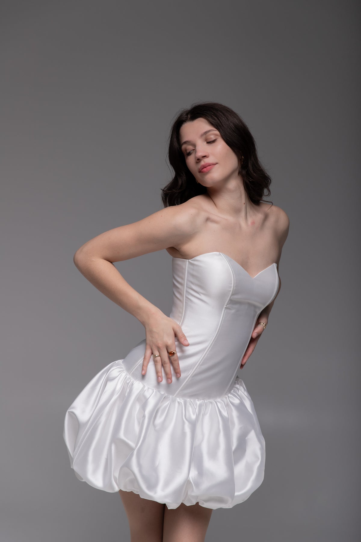 White Cocktail Gown, Prom Dress, Wedding guest Dress, Pageant Interview Dress