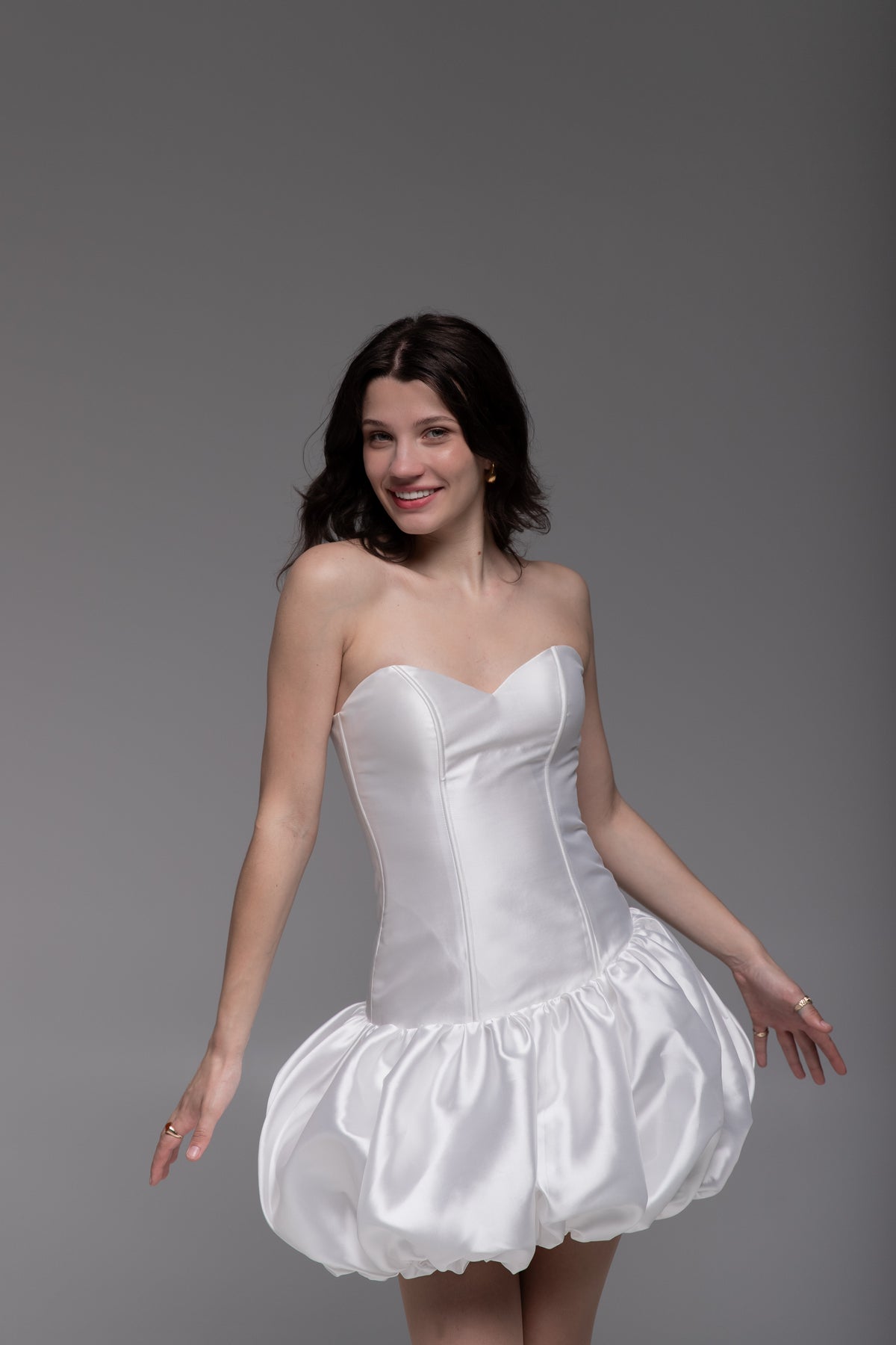 White Cocktail Gown, Prom Dress, Wedding guest Dress, Pageant Interview Dress