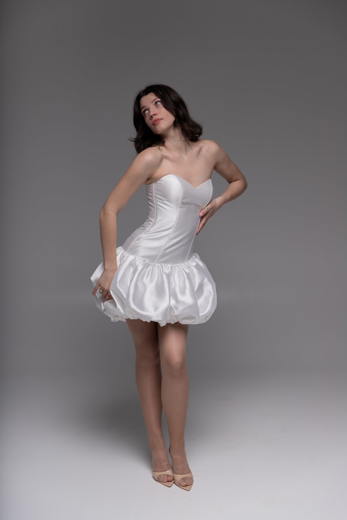 White Cocktail Gown, Prom Dress, Wedding guest Dress, Pageant Interview Dress