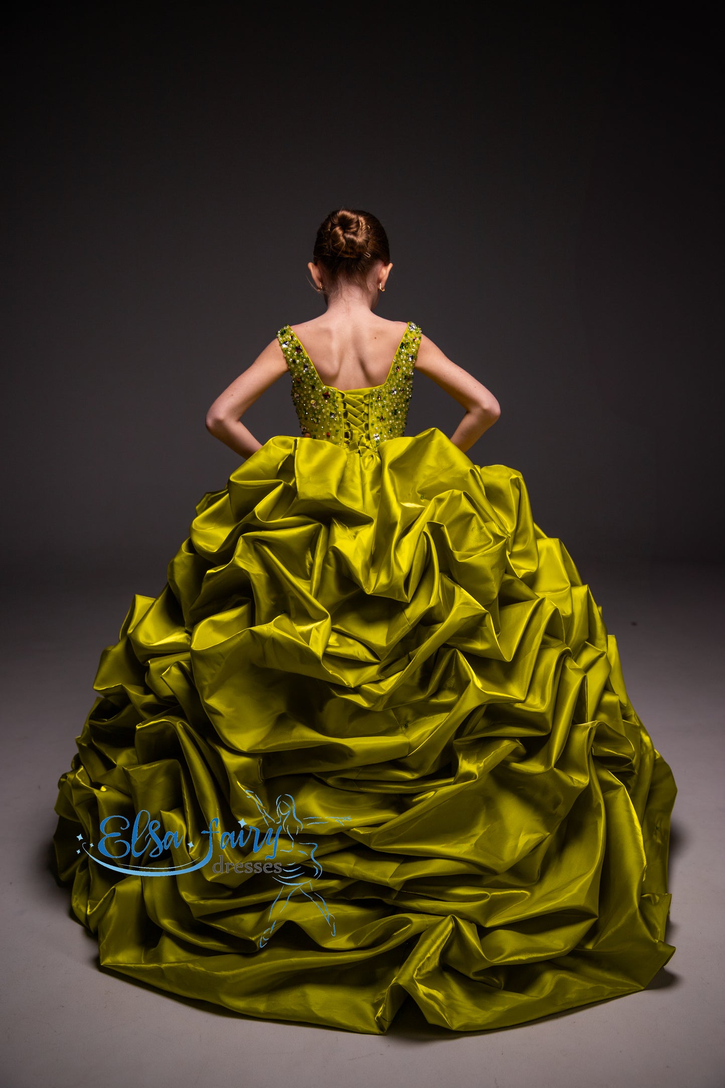 Green couture evening gown, Pageant ball gown, Birthday Girl Dress