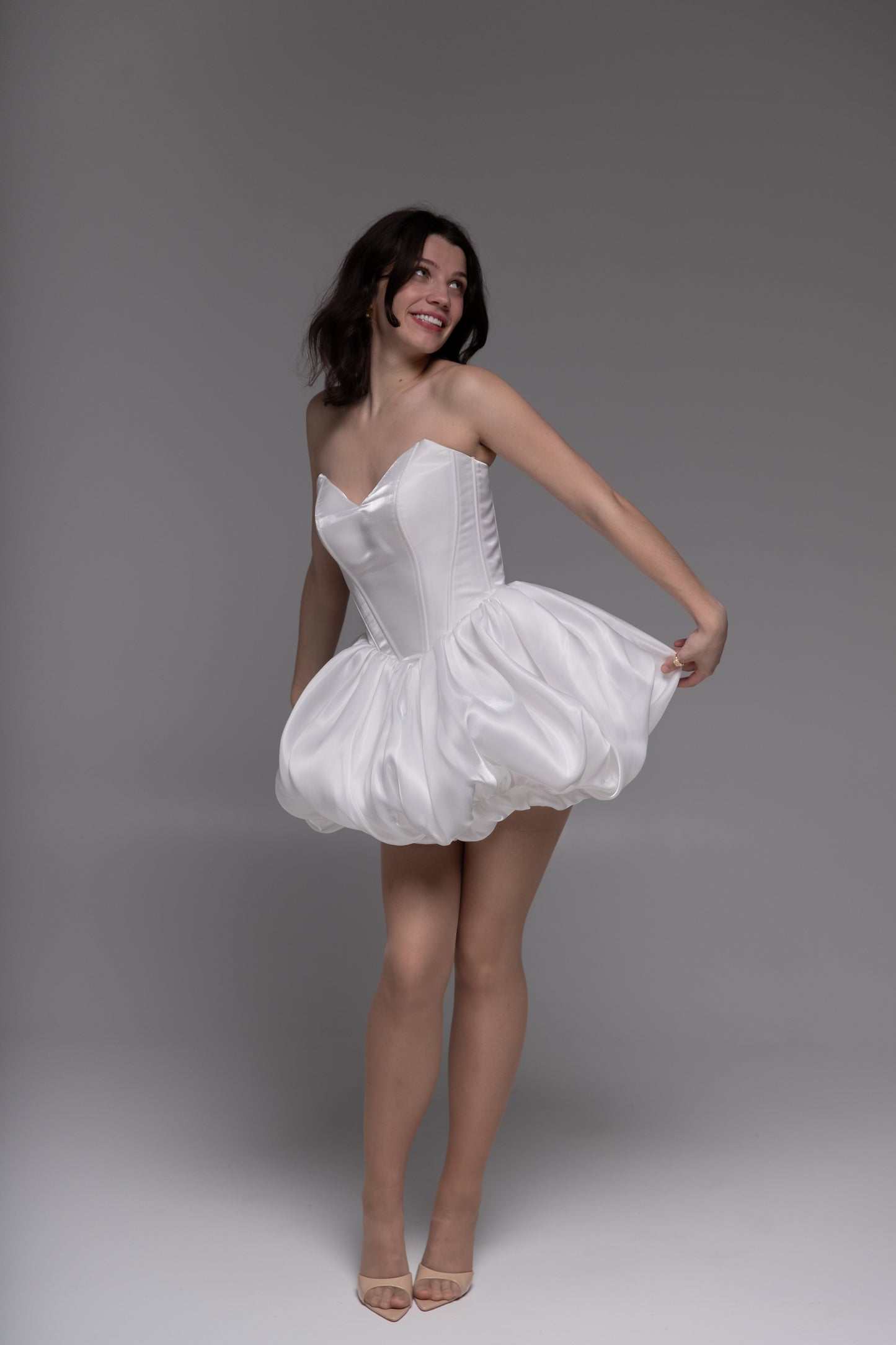 White Cocktail Gown, Prom Dress, Wedding guest Dress, Pageant Interview Dress