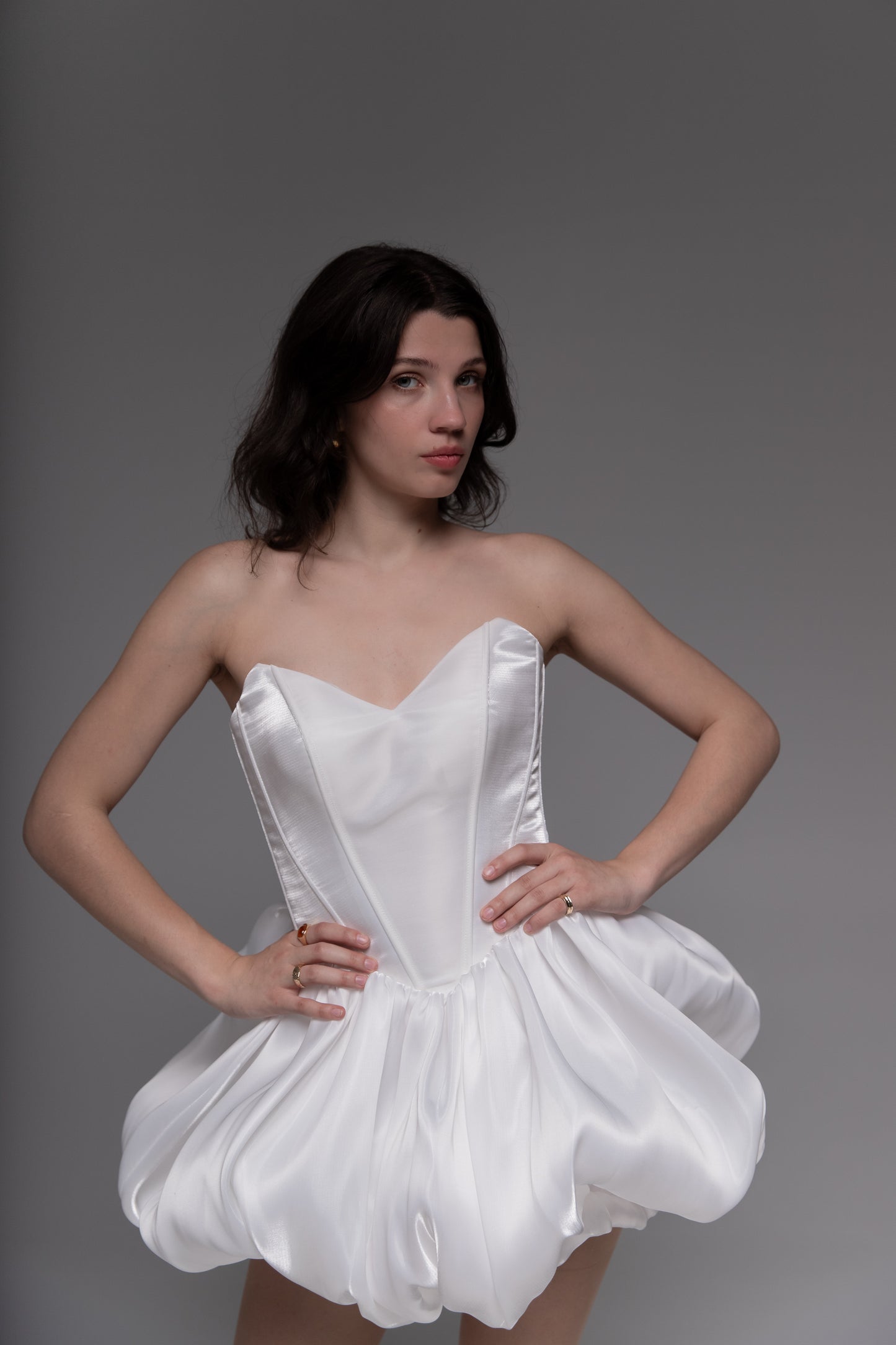 White Cocktail Gown, Prom Dress, Wedding guest Dress, Pageant Interview Dress