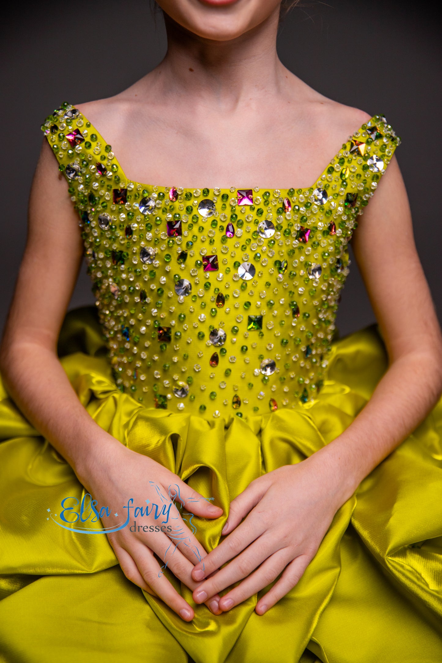 Green couture evening gown, Pageant ball gown, Birthday Girl Dress