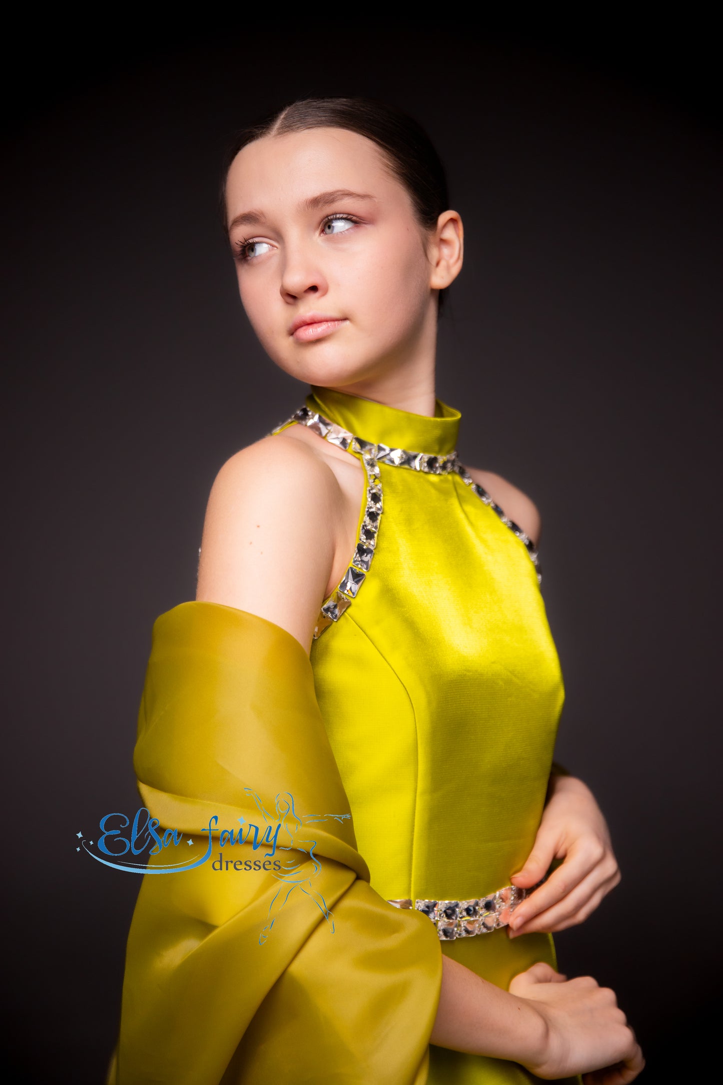 Green organza couture special occasion dress, Pageant interview gown, Birthday Girl Dress, Flower Girl Dress