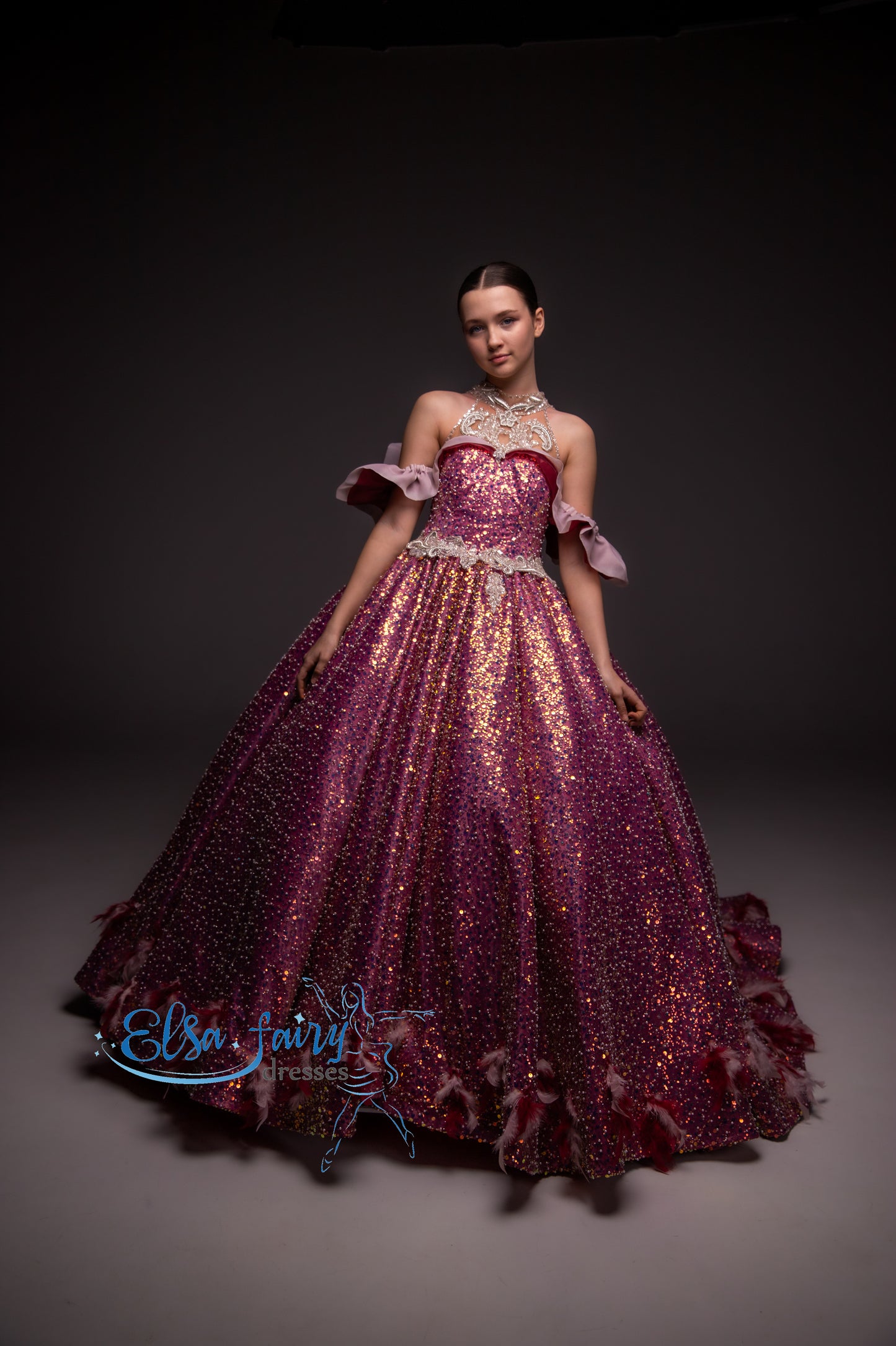 Purple Gala evening gown, Pageant ball gown, Birthday Girl Dress, Wedding Guest Dress