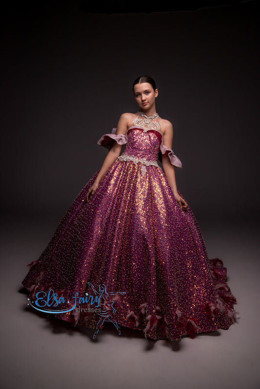 Purple Gala evening gown, Pageant ball gown, Birthday Girl Dress, Wedding Guest Dress
