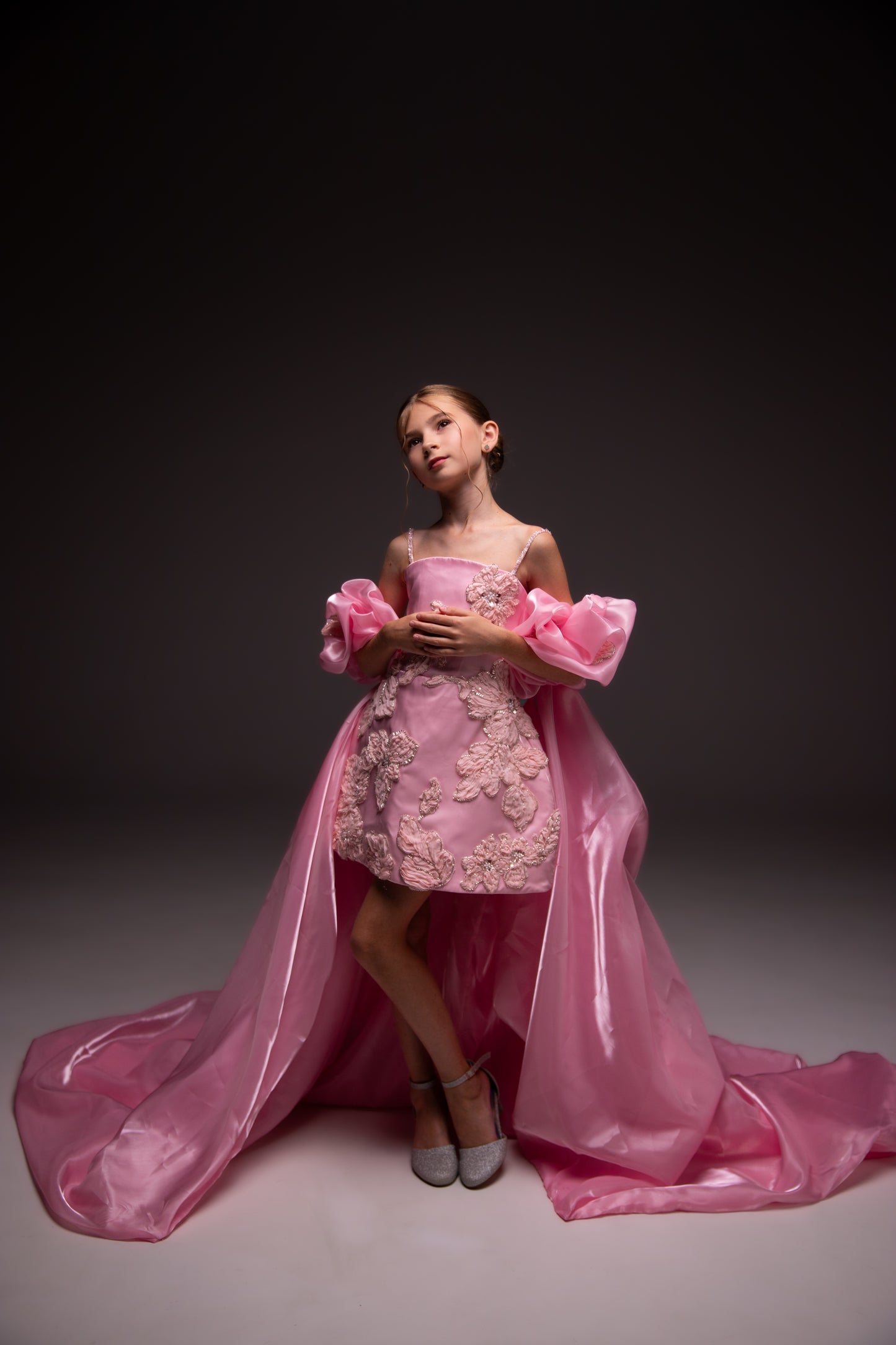 Pink organza couture special occasion dress, Pageant ball gown, Birthday Girl Dress, Flower Girl Dress, Wedding guest Dress, junior bridesmaid gown