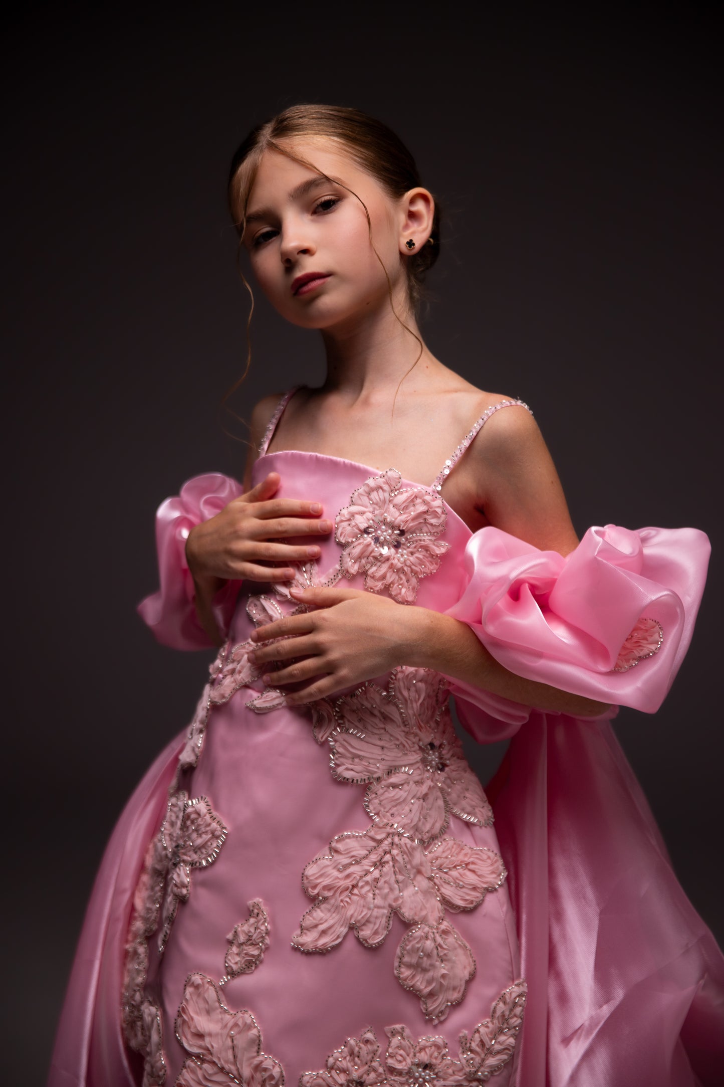 Pink organza couture special occasion dress, Pageant ball gown, Birthday Girl Dress, Flower Girl Dress, Wedding guest Dress, junior bridesmaid gown