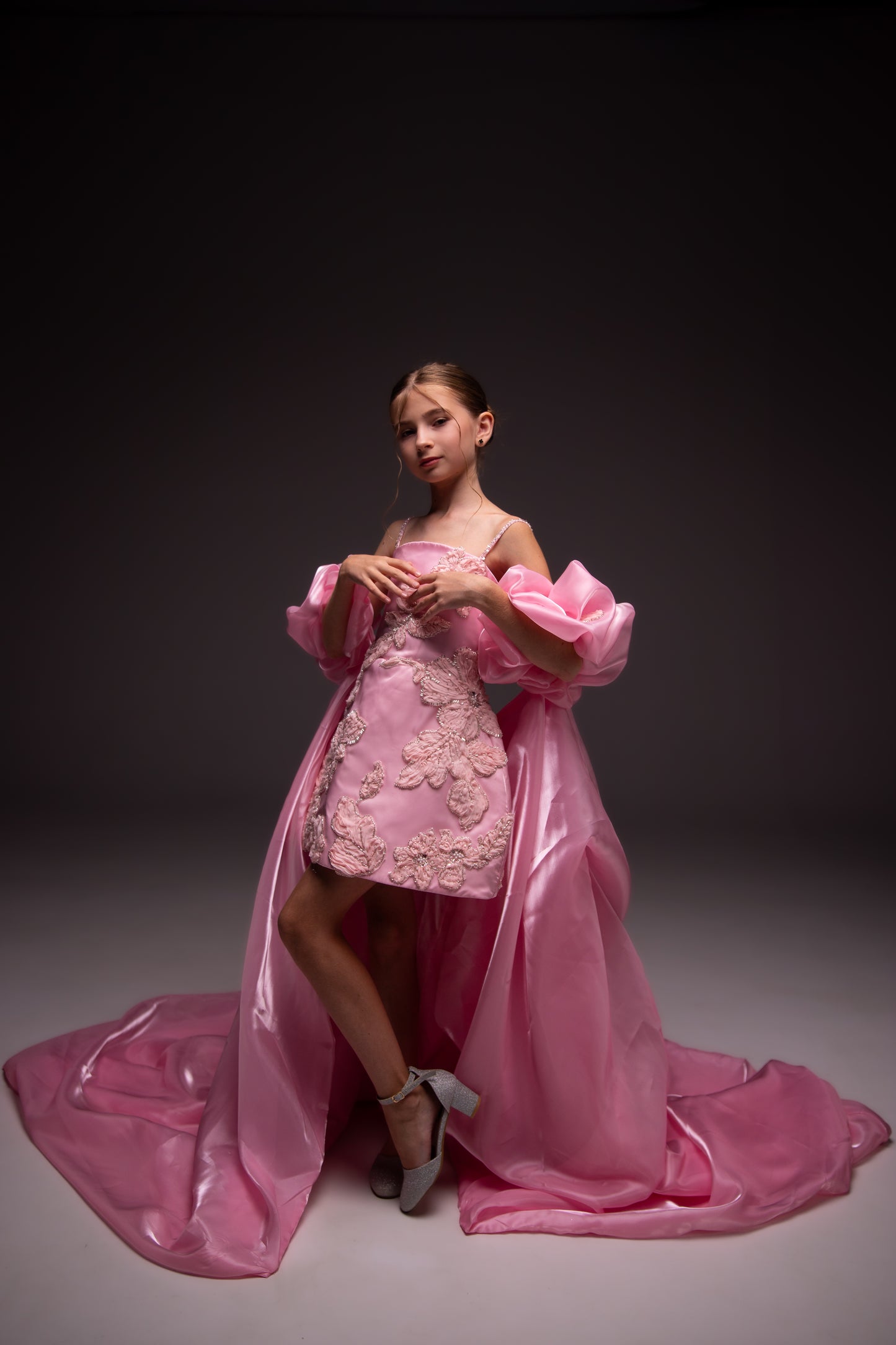 Pink organza couture special occasion dress, Pageant ball gown, Birthday Girl Dress, Flower Girl Dress, Wedding guest Dress, junior bridesmaid gown