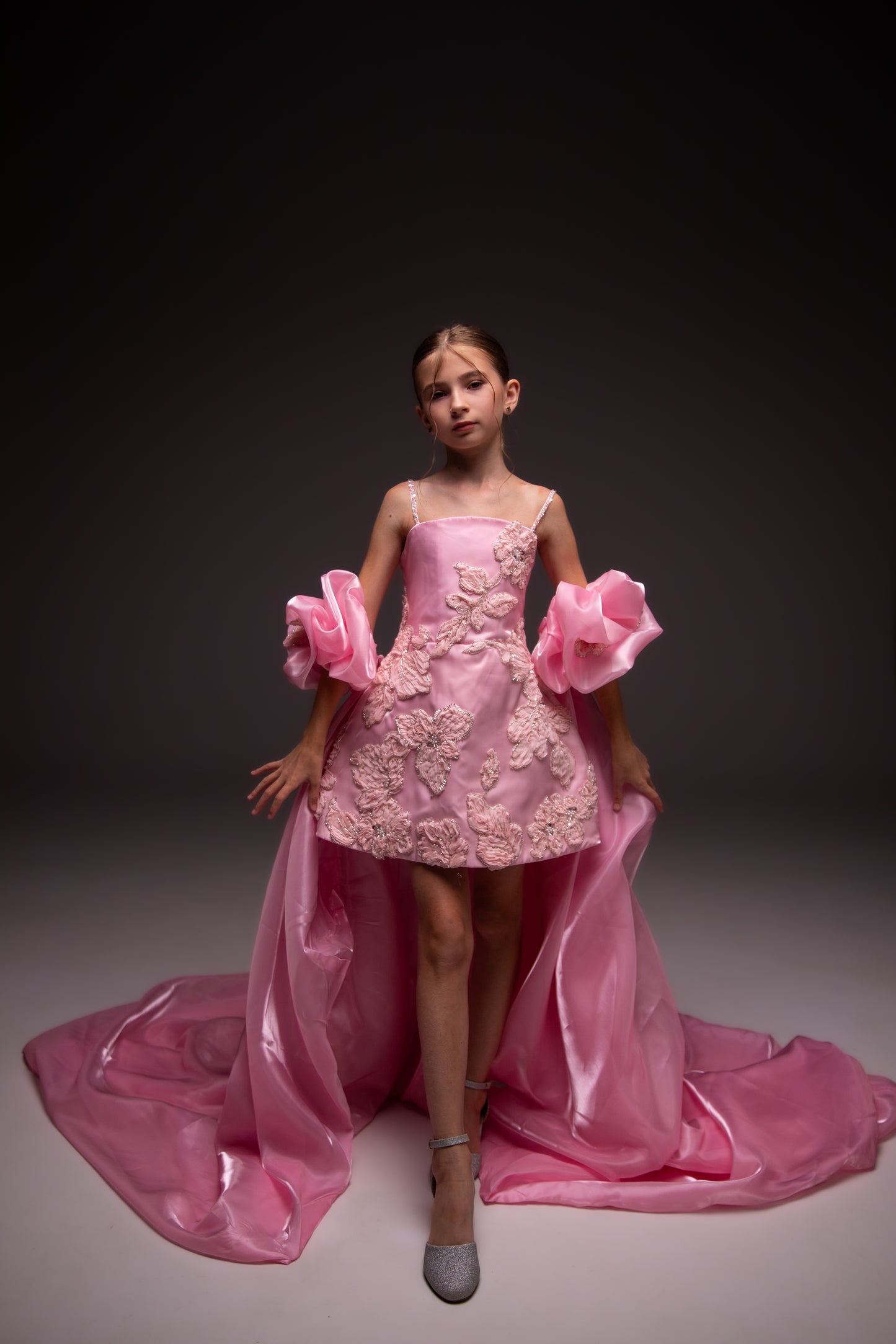 Pink organza couture special occasion dress, Pageant ball gown, Birthday Girl Dress, Flower Girl Dress, Wedding guest Dress, junior bridesmaid gown