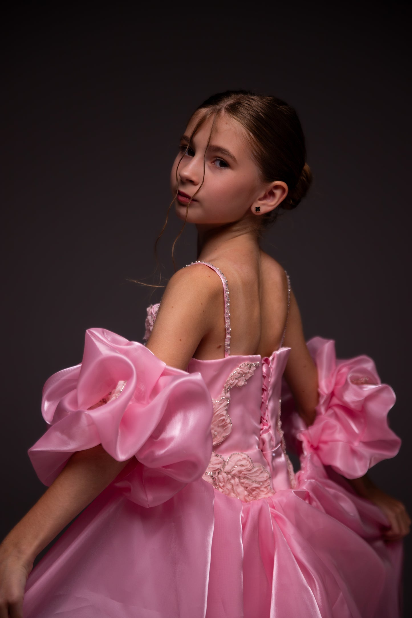 Pink organza couture special occasion dress, Pageant ball gown, Birthday Girl Dress, Flower Girl Dress, Wedding guest Dress, junior bridesmaid gown