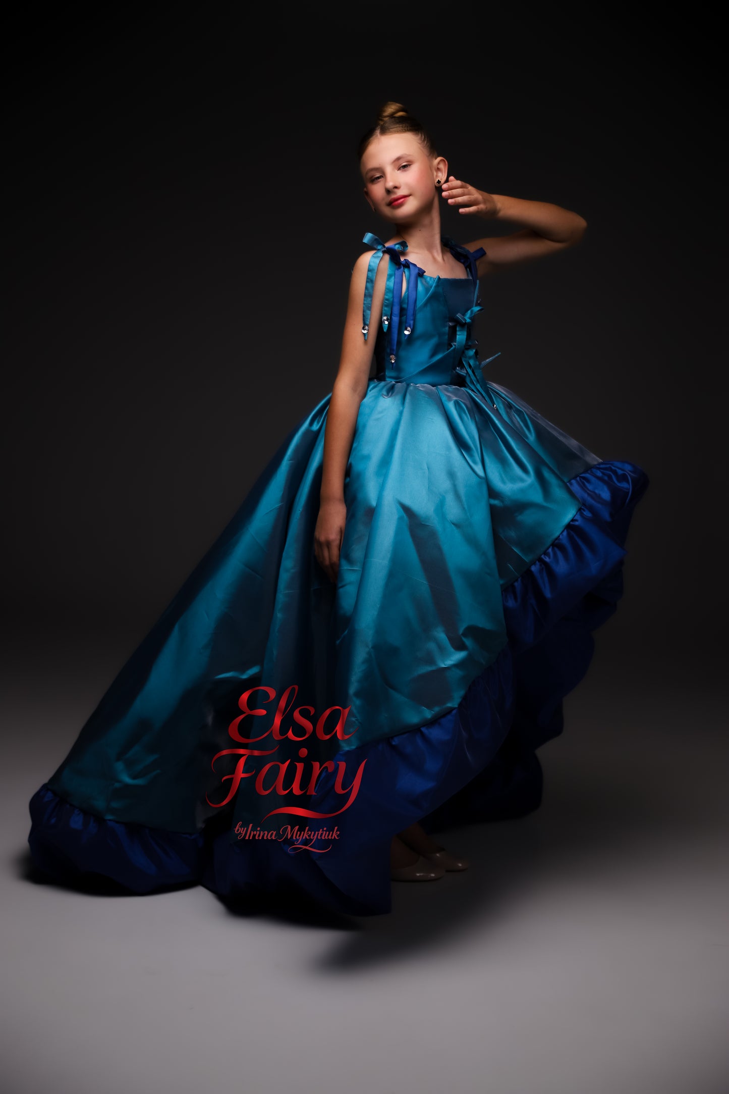 Royal Blue couture cocktail dress with train, Pageant interview gown, Birthday Girl Dress, Wedding Guest Outfit