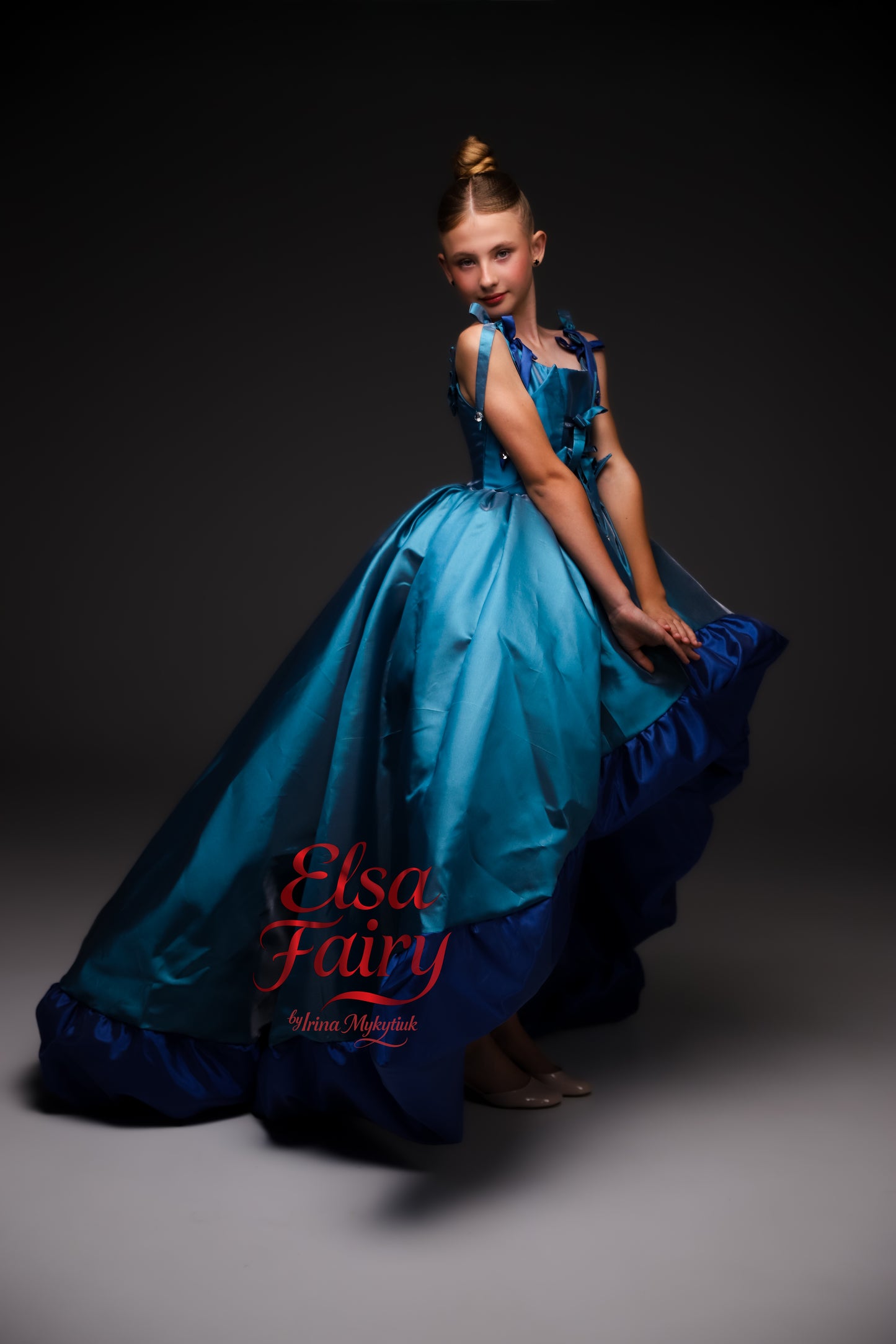 Royal Blue couture cocktail dress with train, Pageant interview gown, Birthday Girl Dress, Wedding Guest Outfit