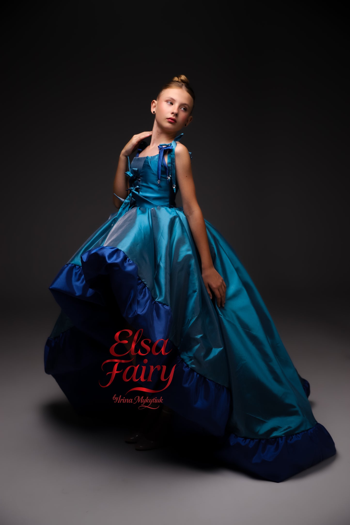 Royal Blue couture cocktail dress with train, Pageant interview gown, Birthday Girl Dress, Wedding Guest Outfit