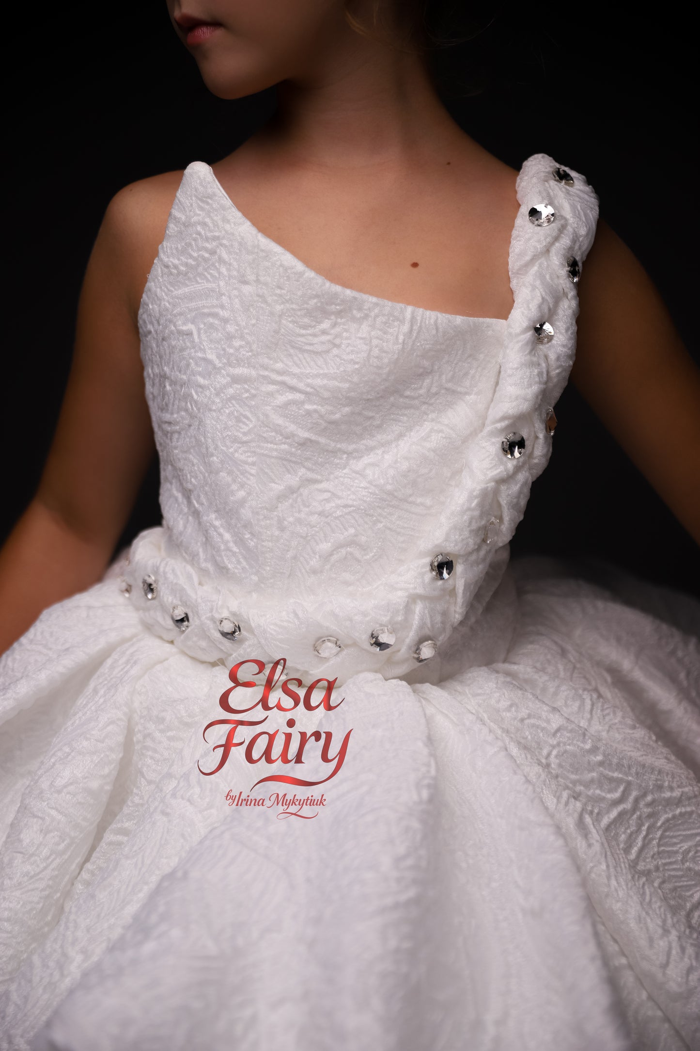 Off white cocktail gown, Flower Girl Dress, Wedding guest Dress, Girl Birthday Dress, junior bridesmaid gown