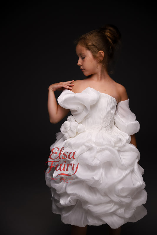 White couture cocktail dress, Pageant interview dress, Birthday Girl Dress, Flower Girl Dress, Wedding guest Dress, Graduation dress
