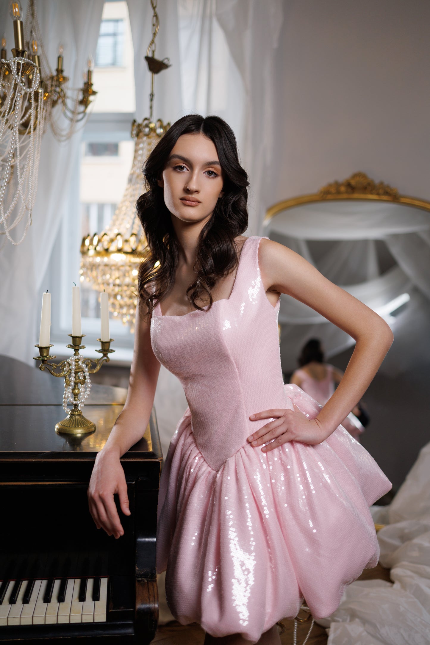 Pink Cocktail Gown, Prom Dress, Wedding guest Dress, Pageant Interview Dress