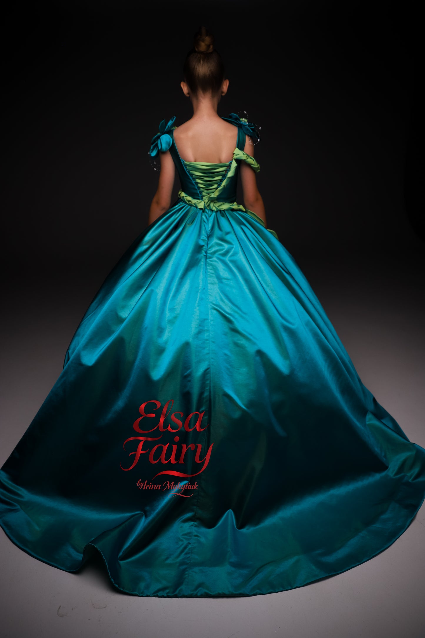 Green Gala evening gown, Pageant ball gown, Flower Girl Dress, Wedding guest Dress, Girl Birthday Dress, junior bridesmaid gown