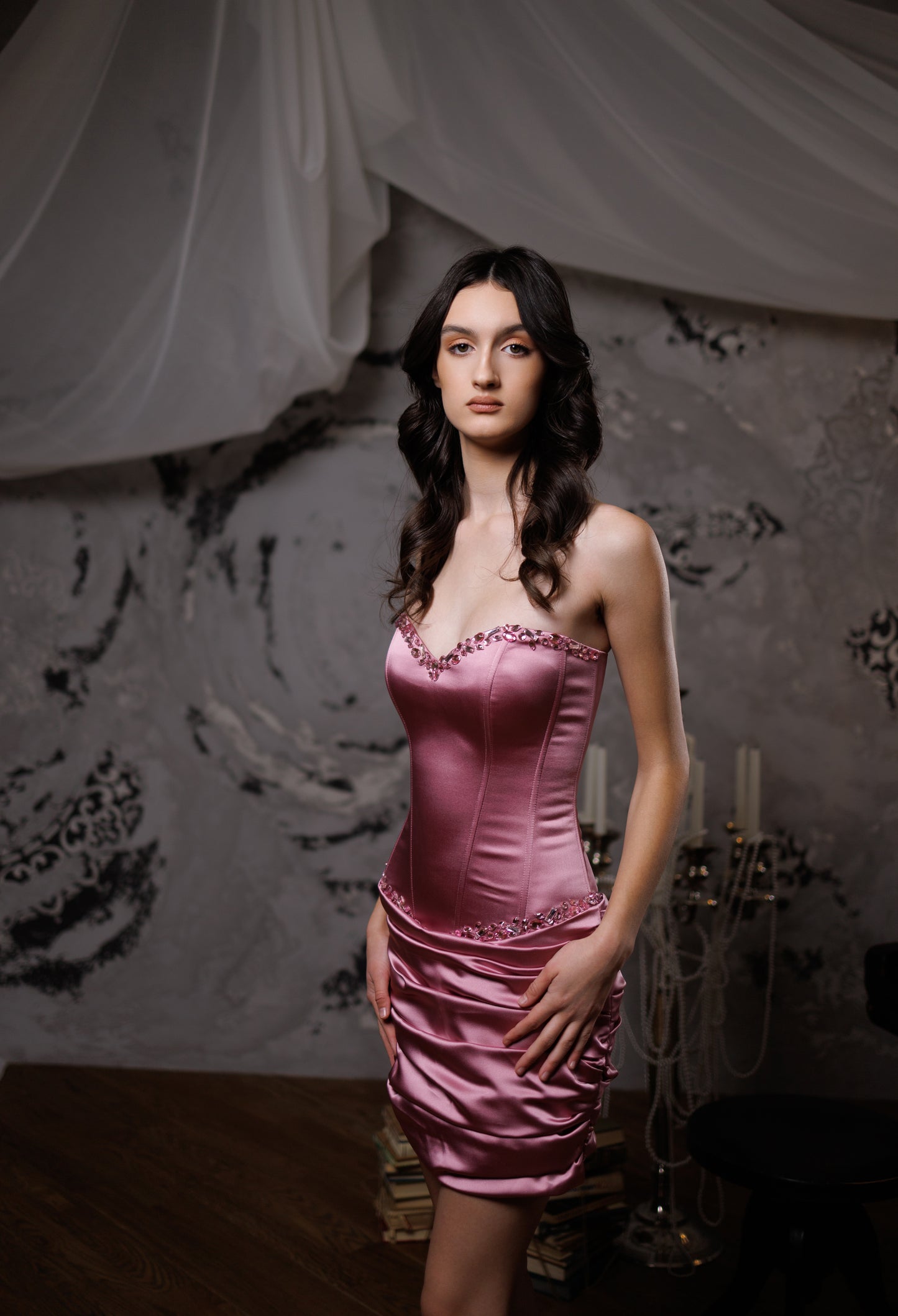 Dusty Rose Cocktail Gown, Prom Dress, Wedding guest Dress, Pageant Interview Dress