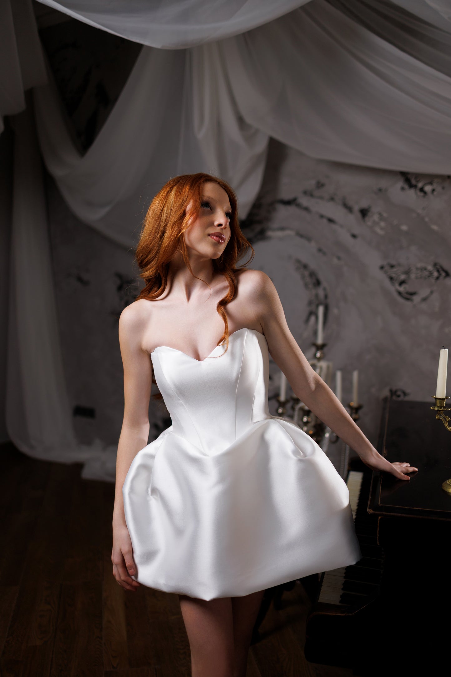 White Cocktail Gown, Prom Dress, Wedding guest Dress, Pageant Interview Dress