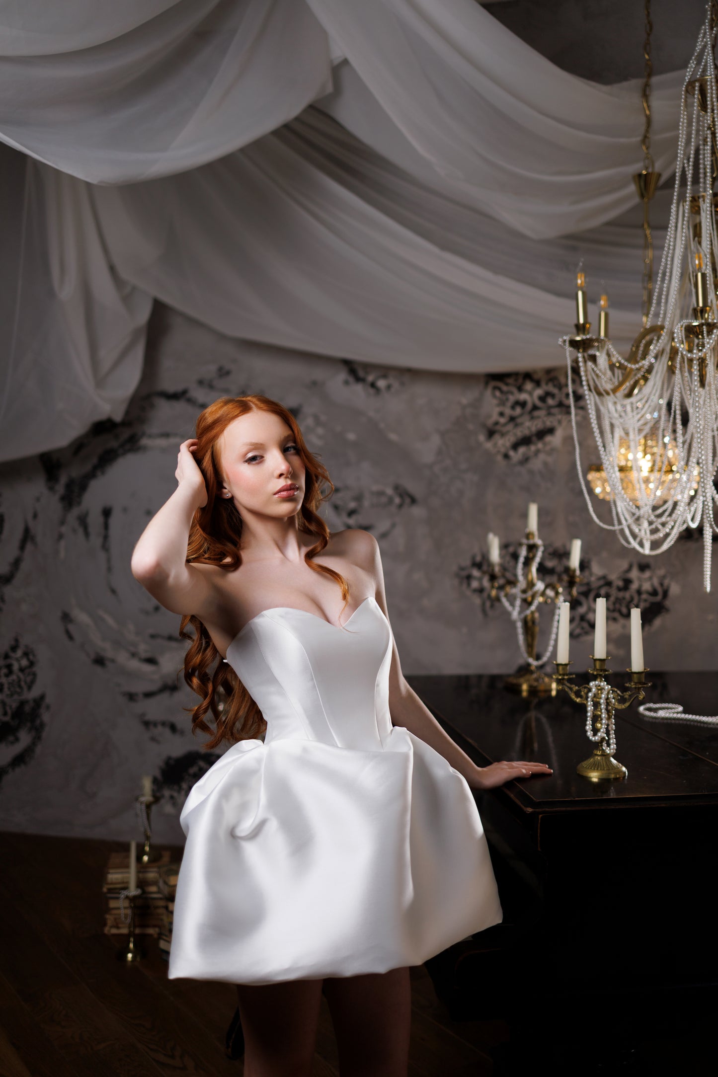 White Cocktail Gown, Prom Dress, Wedding guest Dress, Pageant Interview Dress