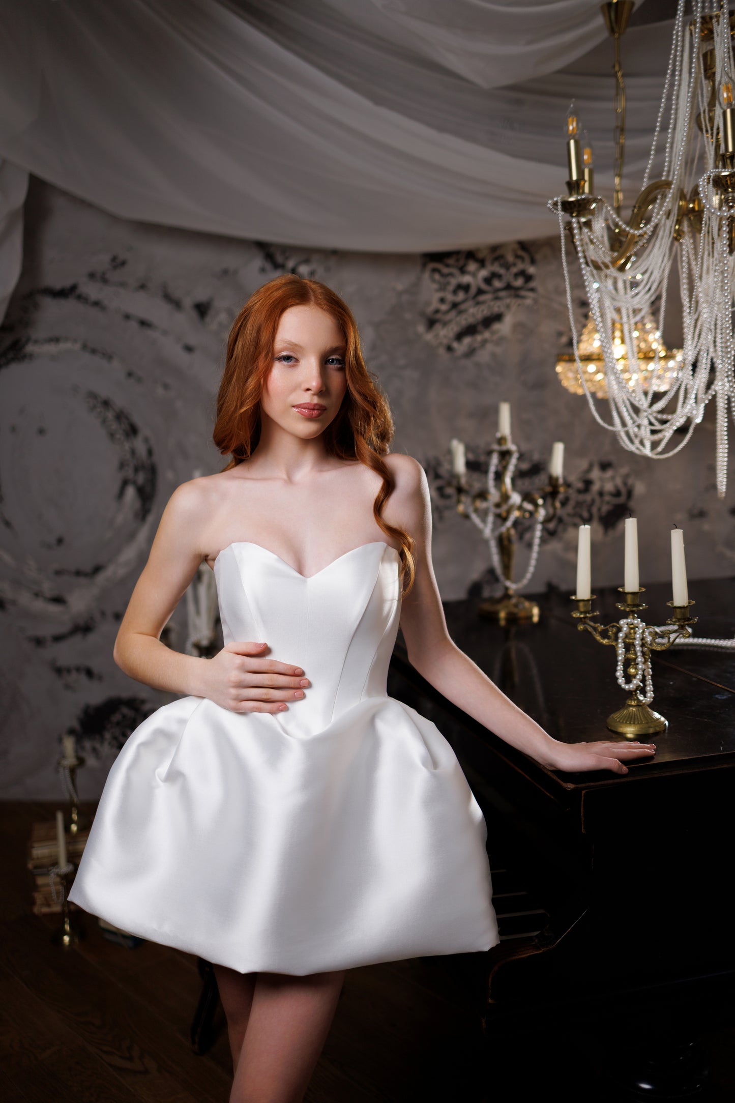 White Cocktail Gown, Prom Dress, Wedding guest Dress, Pageant Interview Dress