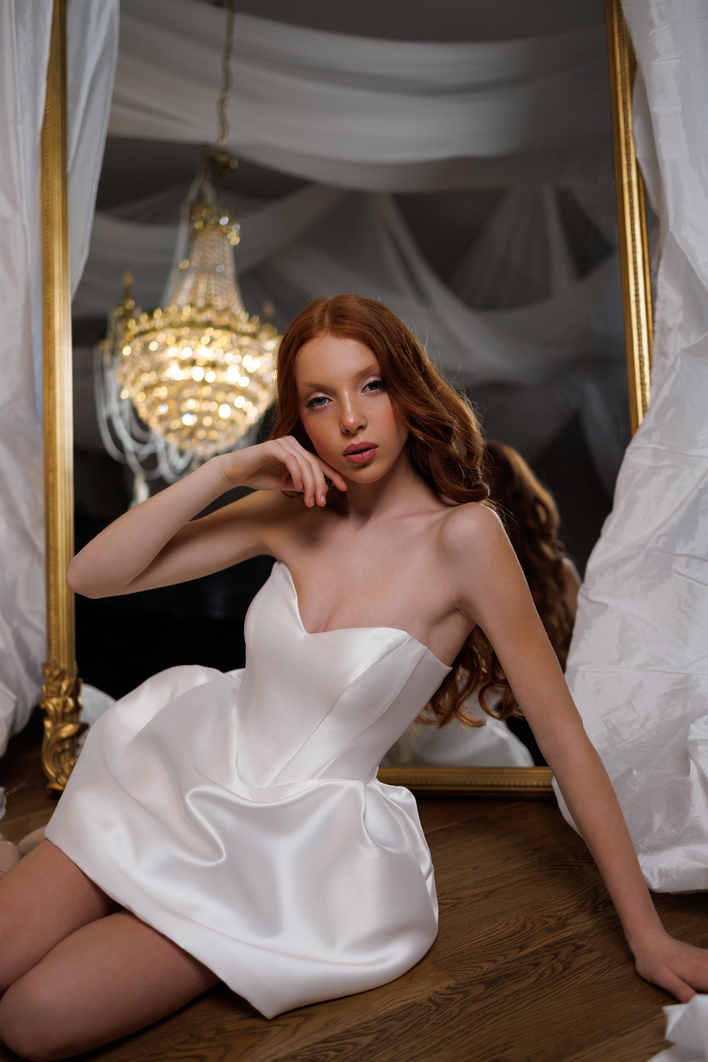 White Cocktail Gown, Prom Dress, Wedding guest Dress, Pageant Interview Dress