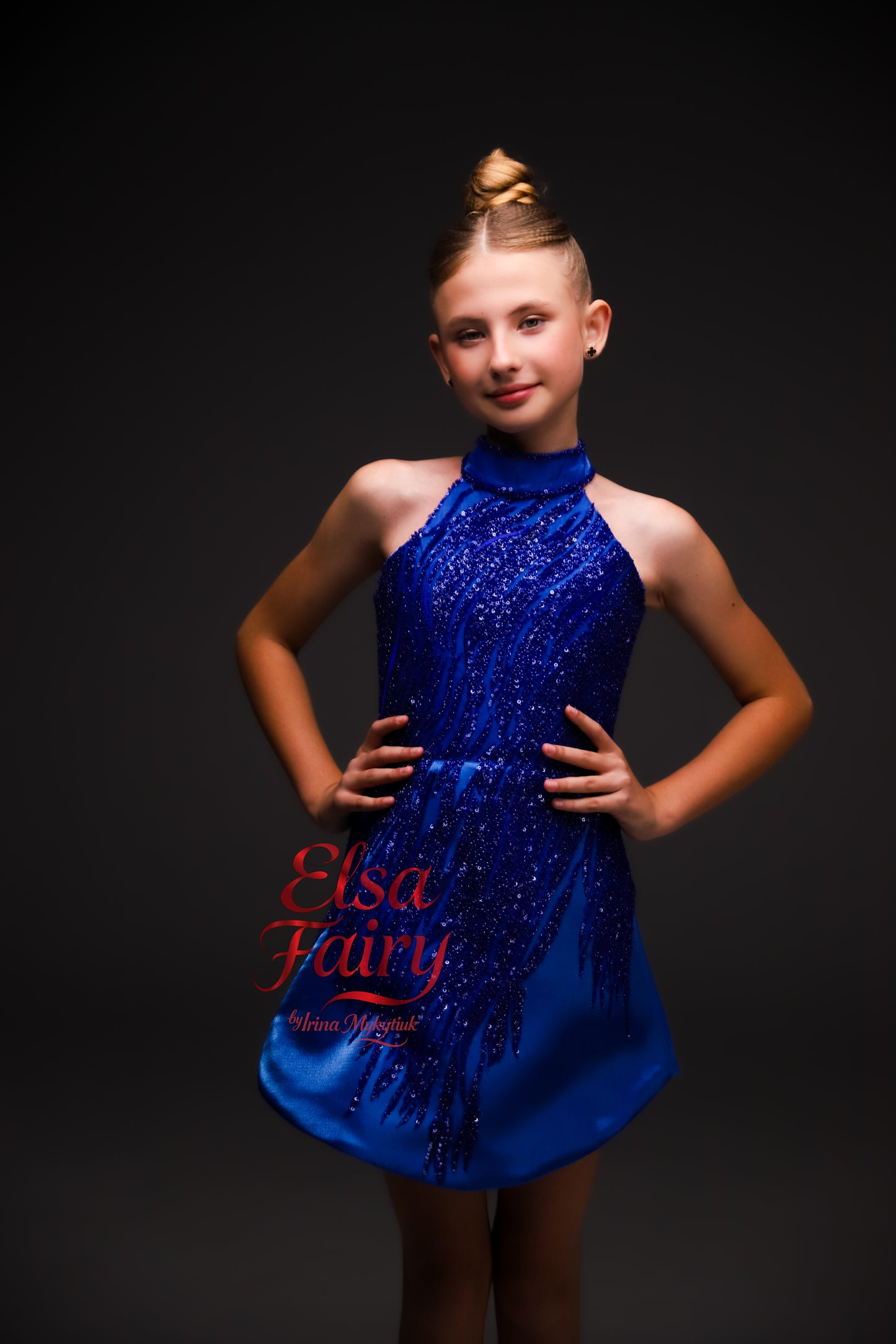 Royal Blue couture cocktail dress with cape, Pageant interview gown, Birthday Girl Dress