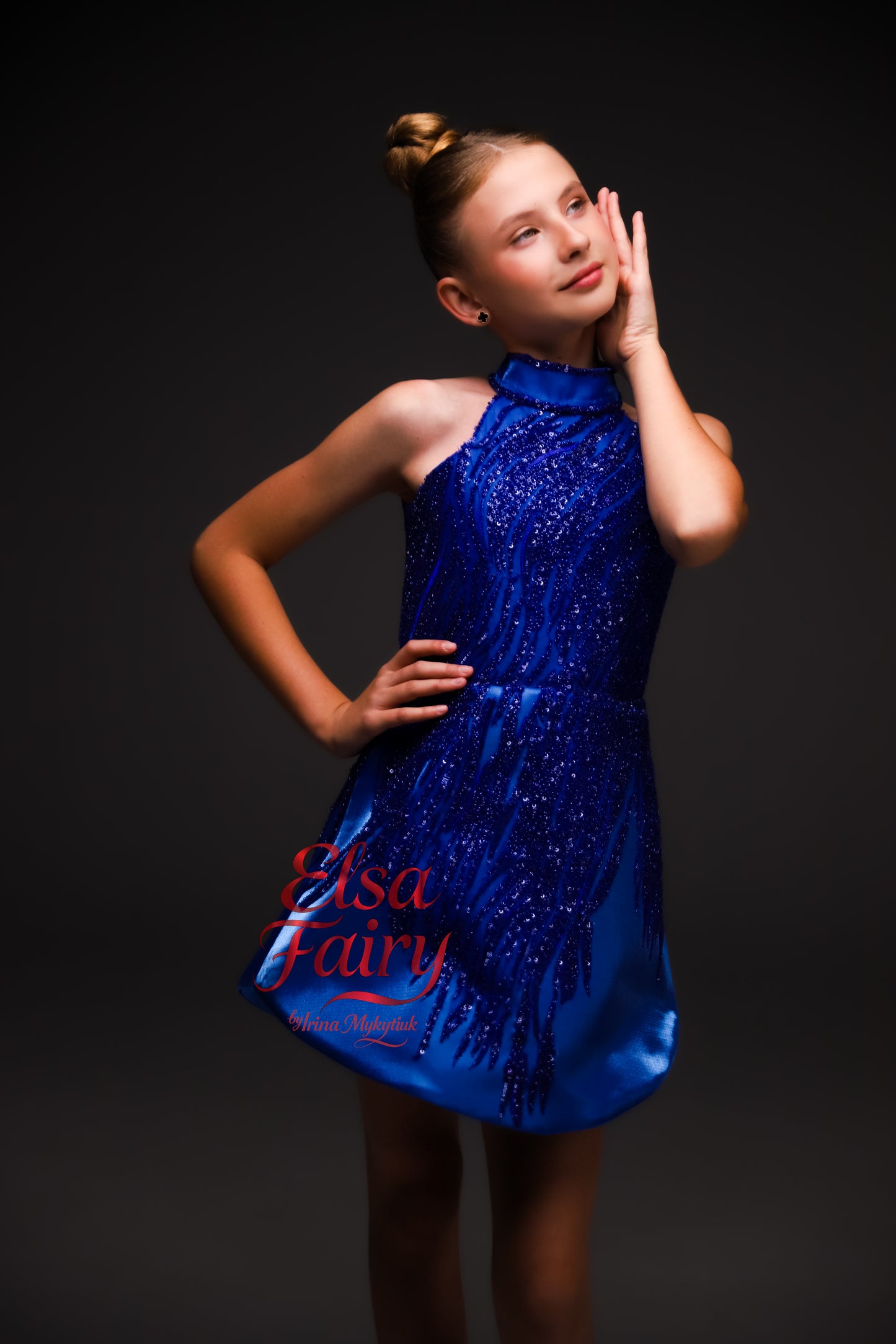 Royal Blue couture cocktail dress, Pageant interview dress, Birthday Girl Dress, Flower Girl Dress, Wedding guest Dress