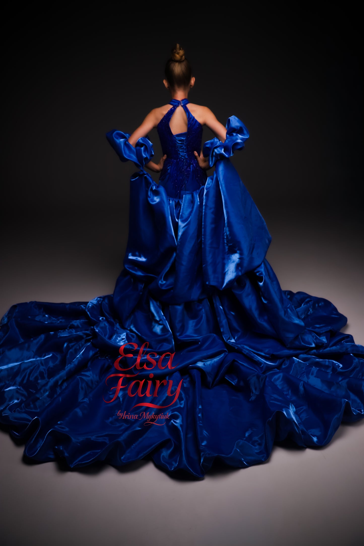 Royal Blue couture cocktail dress with cape, Pageant interview gown, Birthday Girl Dress
