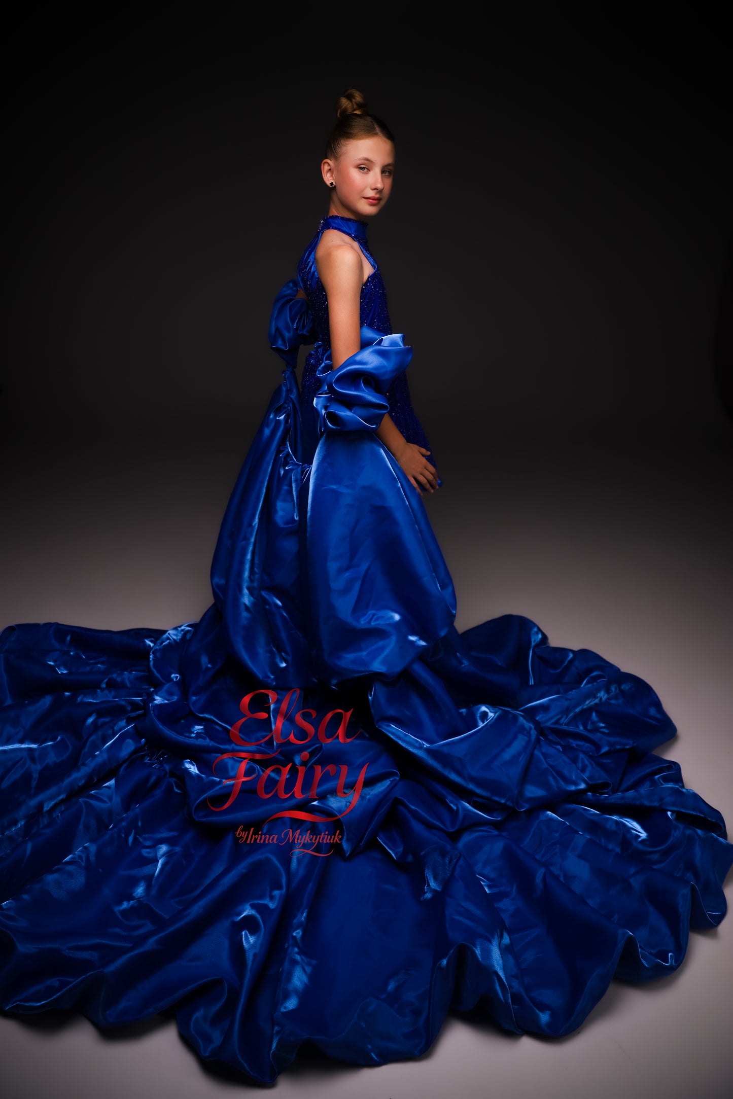 Royal Blue couture cocktail dress with cape, Pageant interview gown, Birthday Girl Dress
