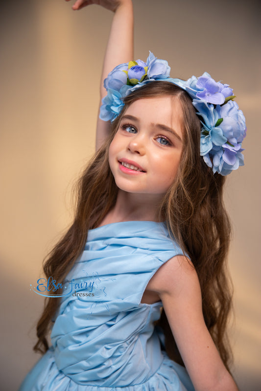 Blue Flower Girl Dress, Birthday Girl Dress, Wedding guest Dress, Toddler Dress, Junior bridesmaid dress, 1st birthday Baby frock