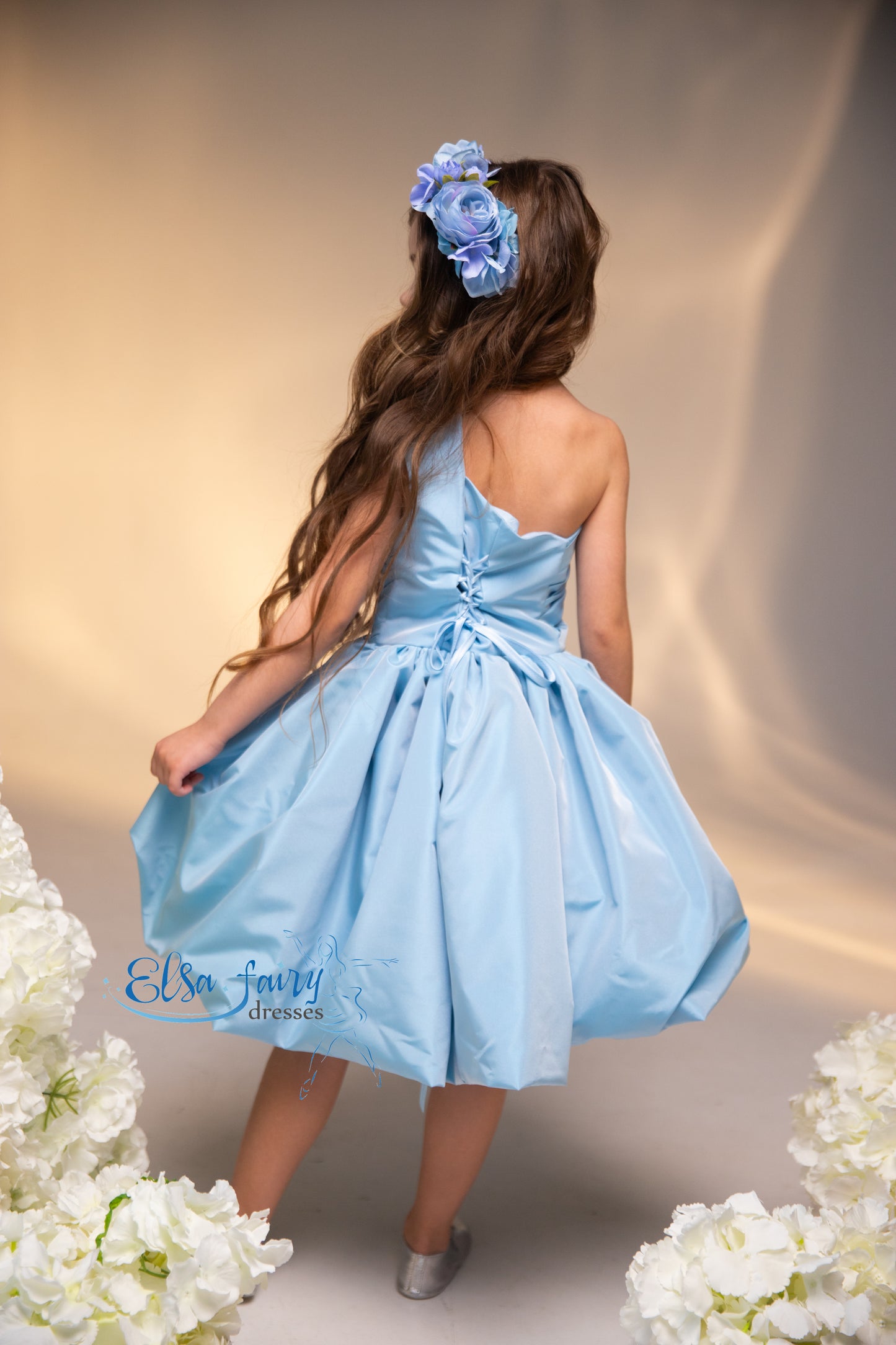 Blue Flower Girl Dress, Birthday Girl Dress, Wedding guest Dress, Toddler Dress, Junior bridesmaid dress, 1st birthday Baby frock