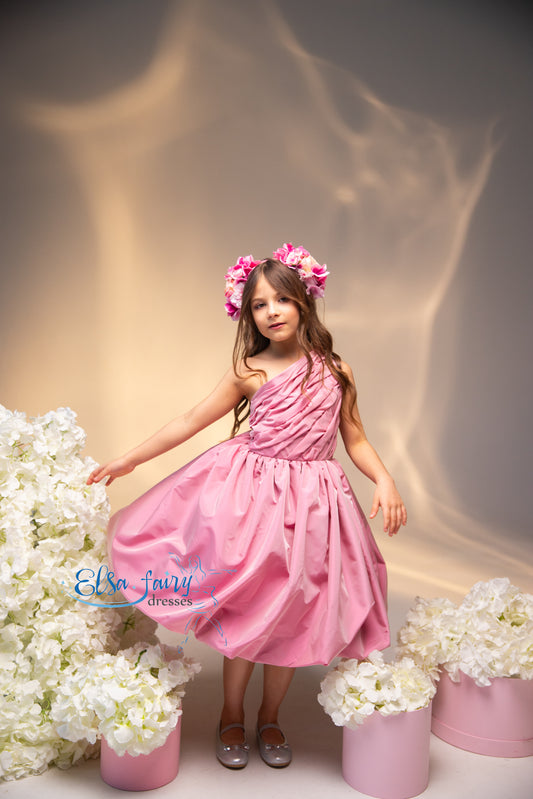 Blush Pink Flower Girl Dress, Birthday Girl Dress, Wedding guest Dress, Toddler Dress, Junior bridesmaid dress, 1st birthday Baby frock