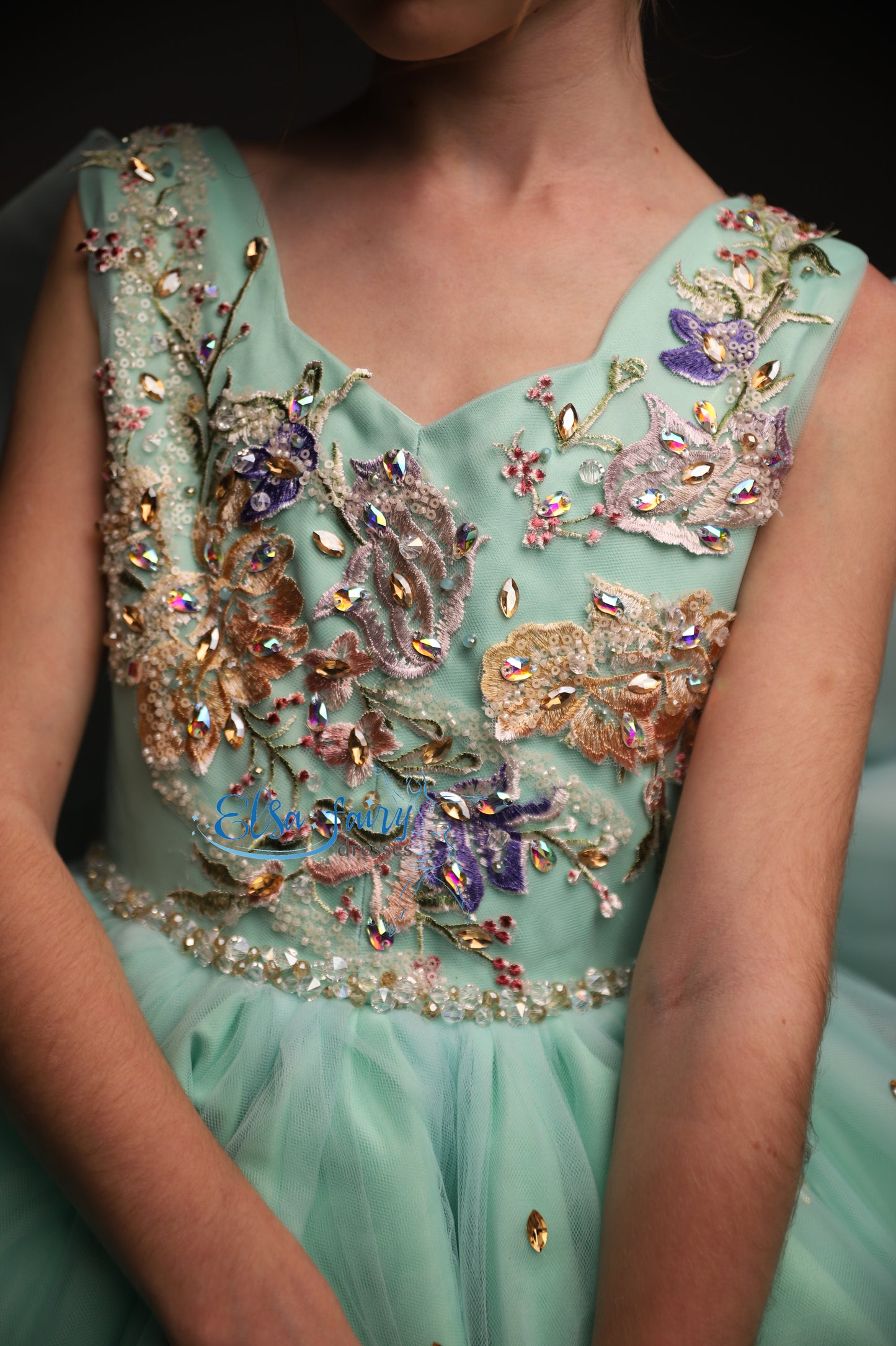 Minty couture special occasion cocktail dress, Pageant ball gown, Birthday Girl Dress, Flower Girl Dress, Wedding guest Dress, junior bridesmaid gown
