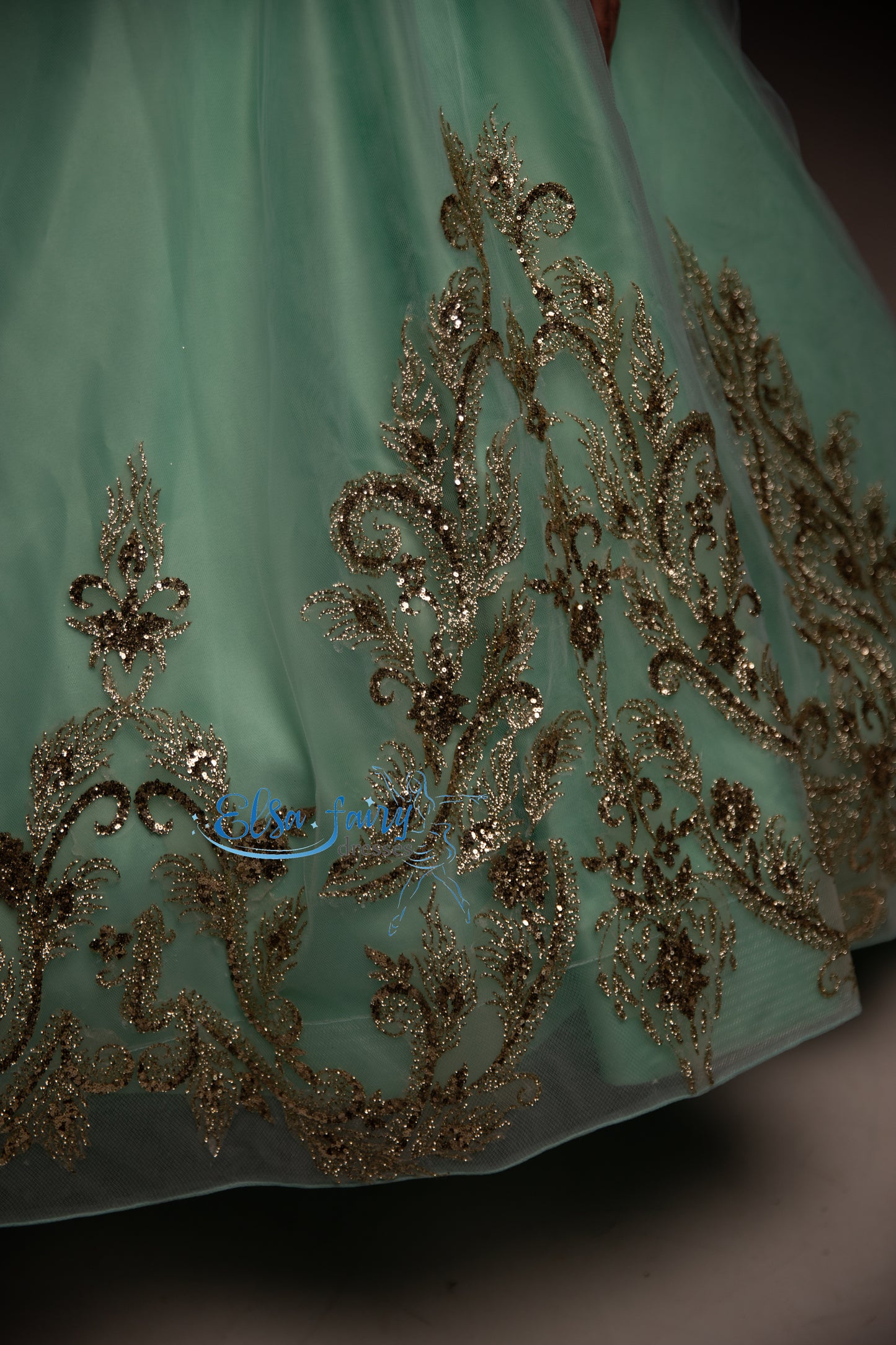 Mint Gala evening gown, Pageant ball gown, Birthday Girl Dress, Flower Girl Dress