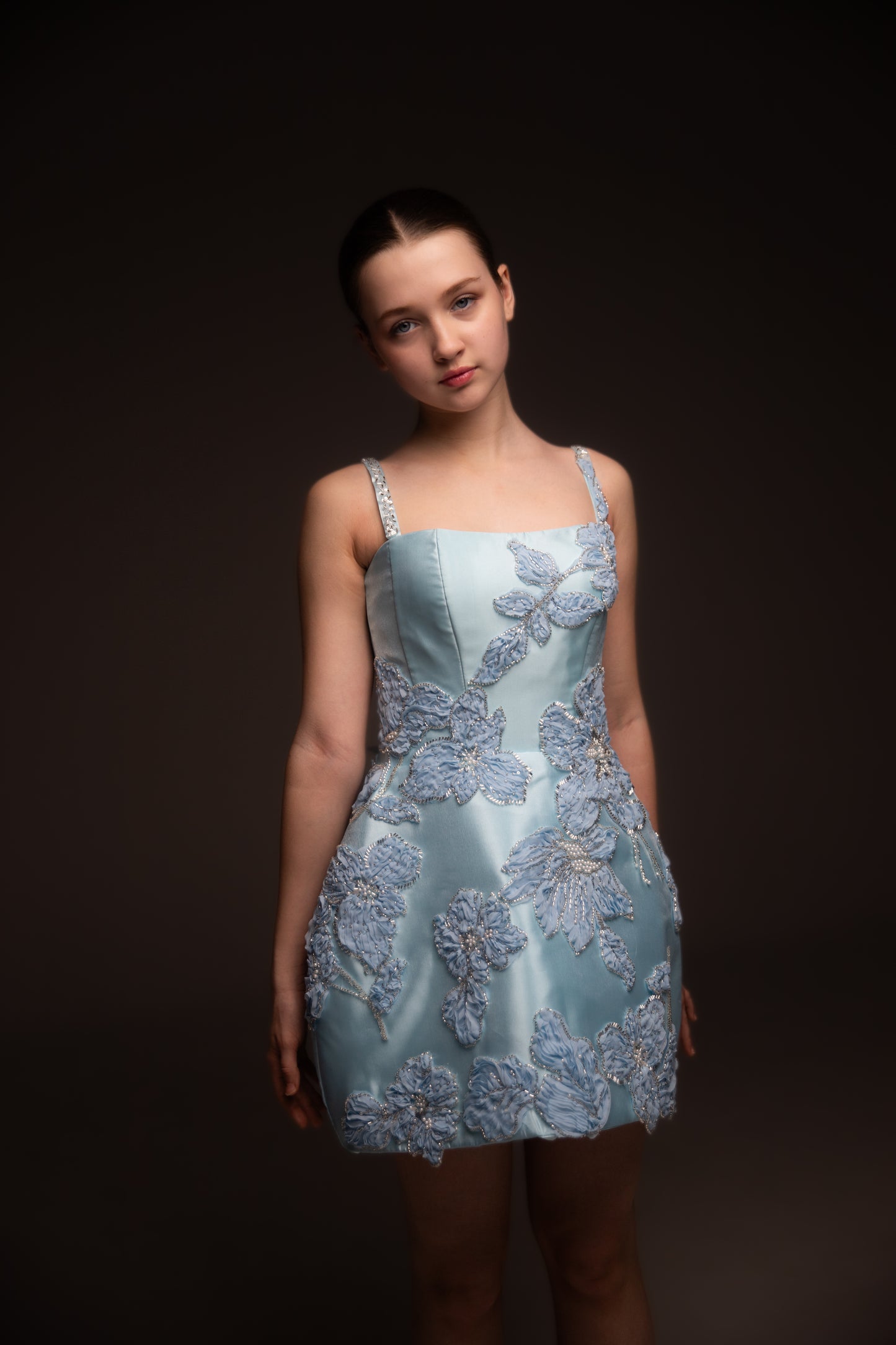 Blue organza couture special occasion dress, Birthday Girl Dress, Wedding guest Dress, Graduation Dress