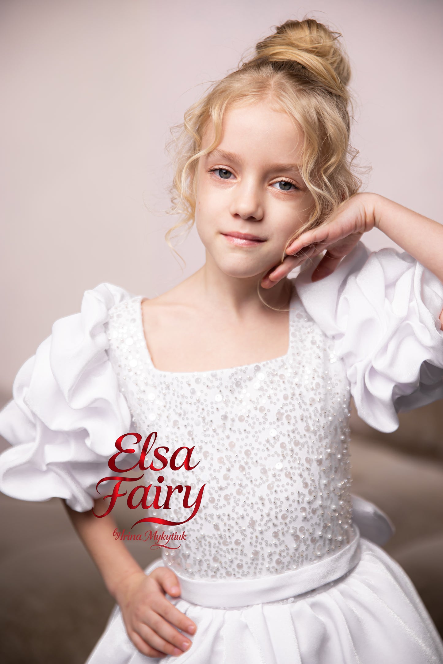 White Satin First Communion Dress: Handmade Baptism Gown with satin skirt and laced bodice